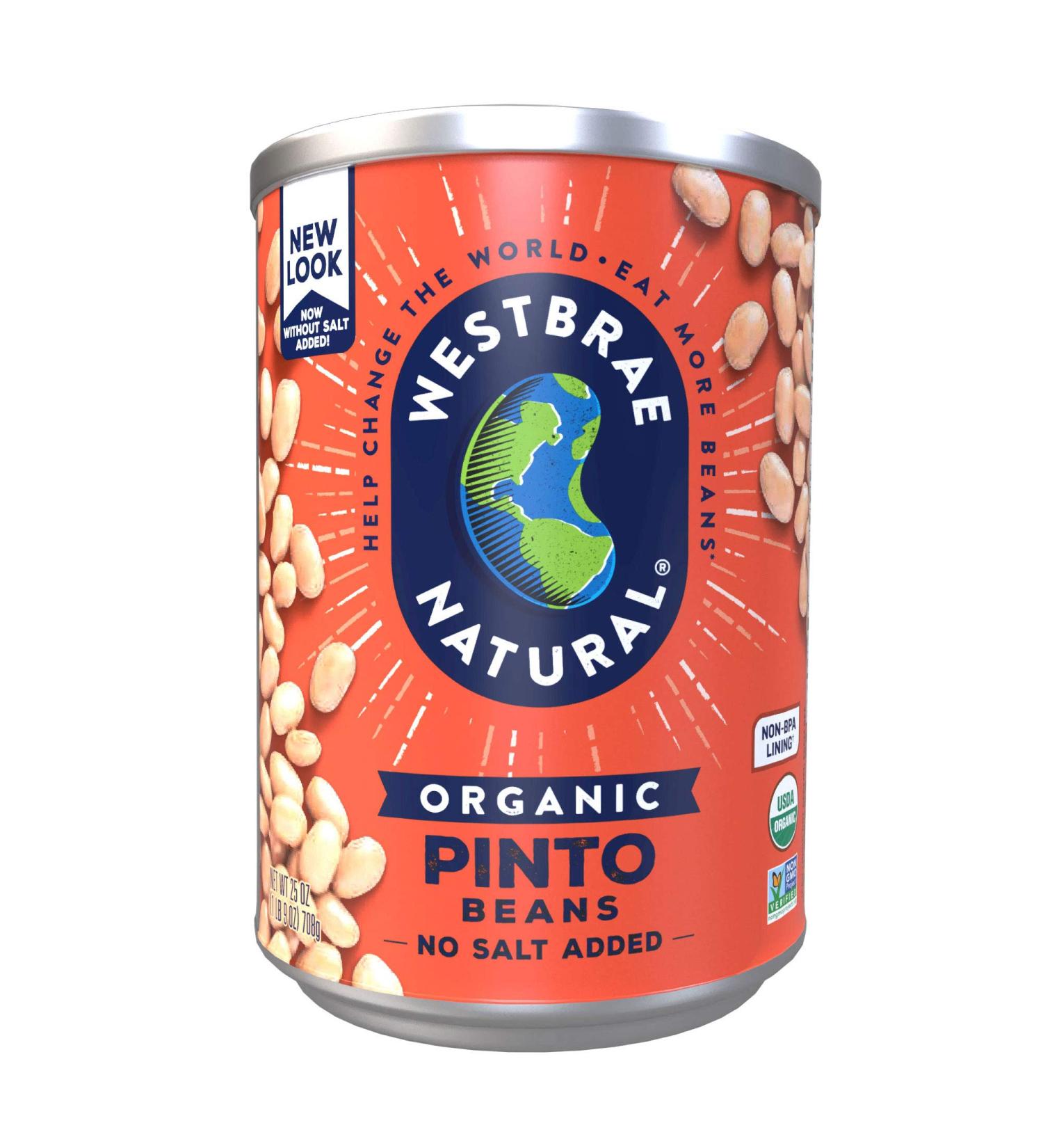 Westbrae Natural Organic Pinto Beans - No Salt Added, 25 Oz (12 Pack) | Healthy Plant-Based Protein - Buy Online on SooperMarket.com