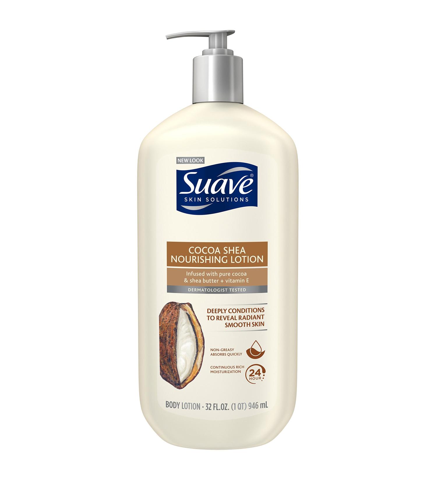Suave Skin Solutions Body Lotion Nourishing Cocoa Butter & Shea 32 oz | Hydrating Moisturizer for Soft Skin | International Shipping - Buy Online on SooperMarket.com