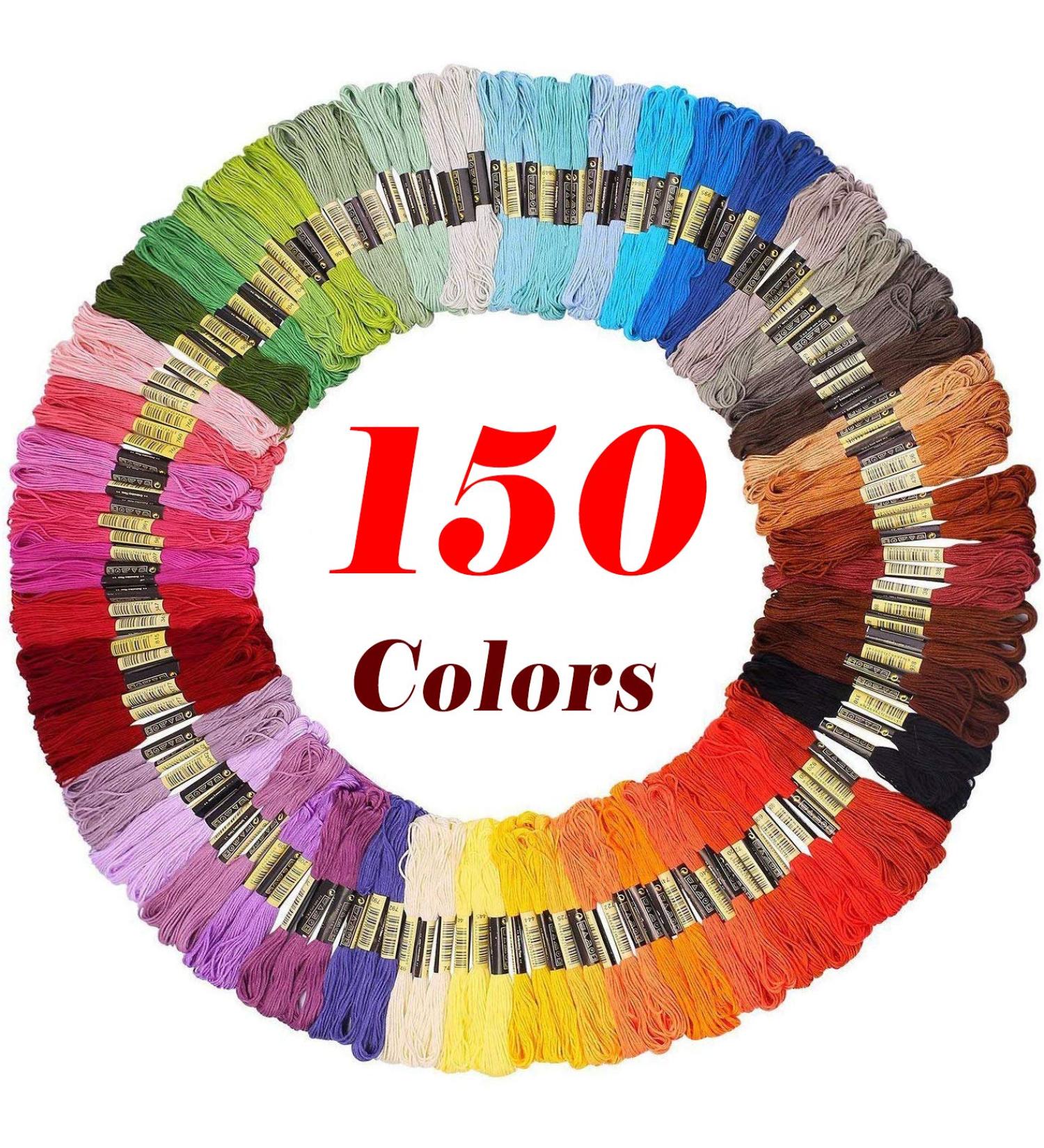 150 Skeins Embroidery Floss Friendship Bracelet String - Multi-Color Cross Stitch Thread with Color Numbers - 6 Strand Floss - Buy Online on SooperMarket.com
