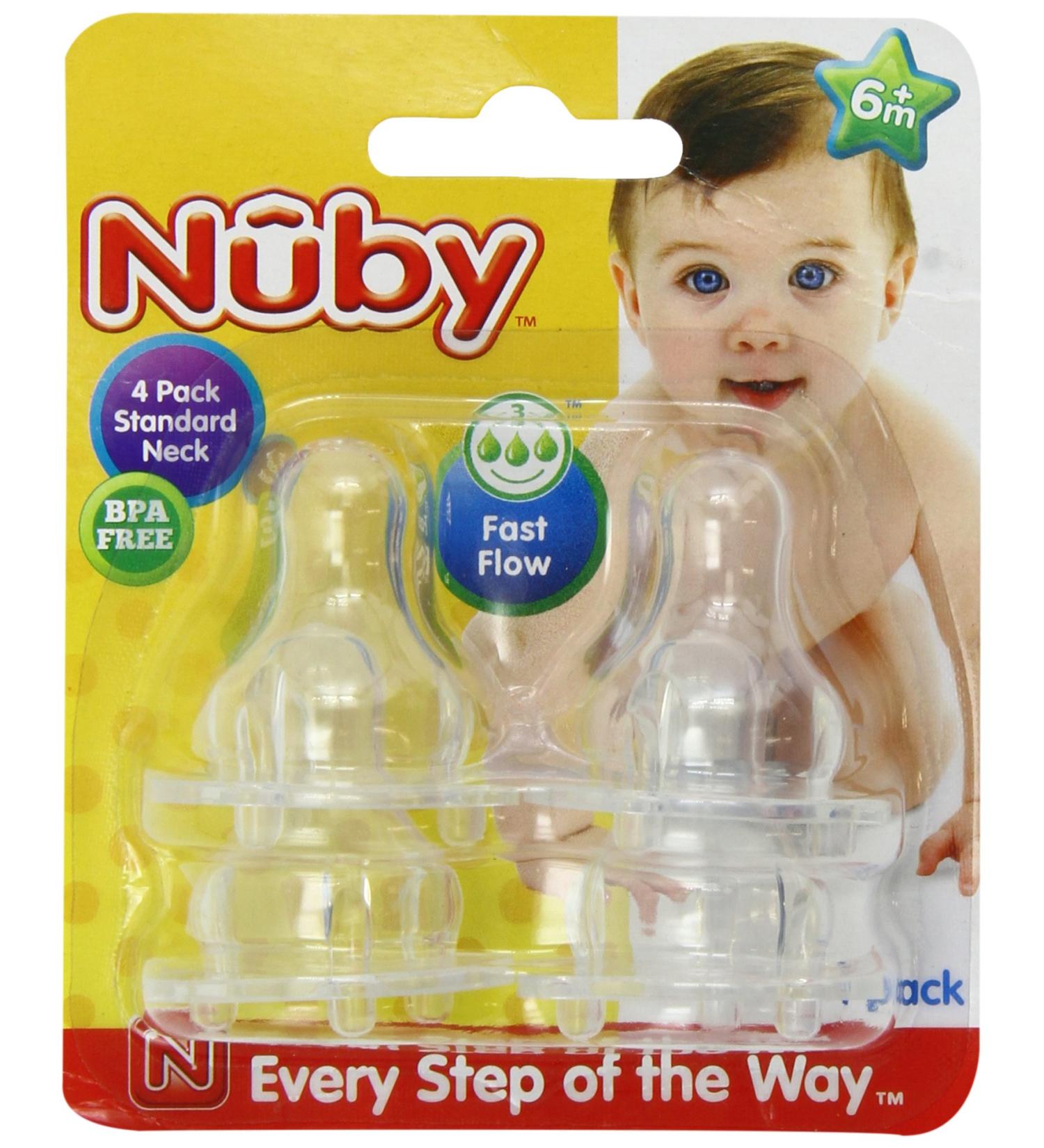 Nuby 4-Pack Fast Flow Nipples - Standard Neck, One Size - Buy Online on SooperMarket.com