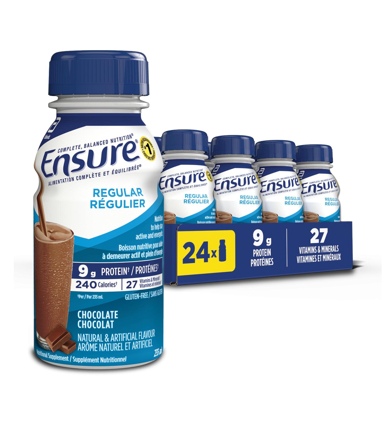Ensure Regular Nutritional Supplement Shake Value Pack Nutrition To Stay Active And Energetic Chocolate 24 x 235-mL Bottles - Buy Online on SooperMarket.com
