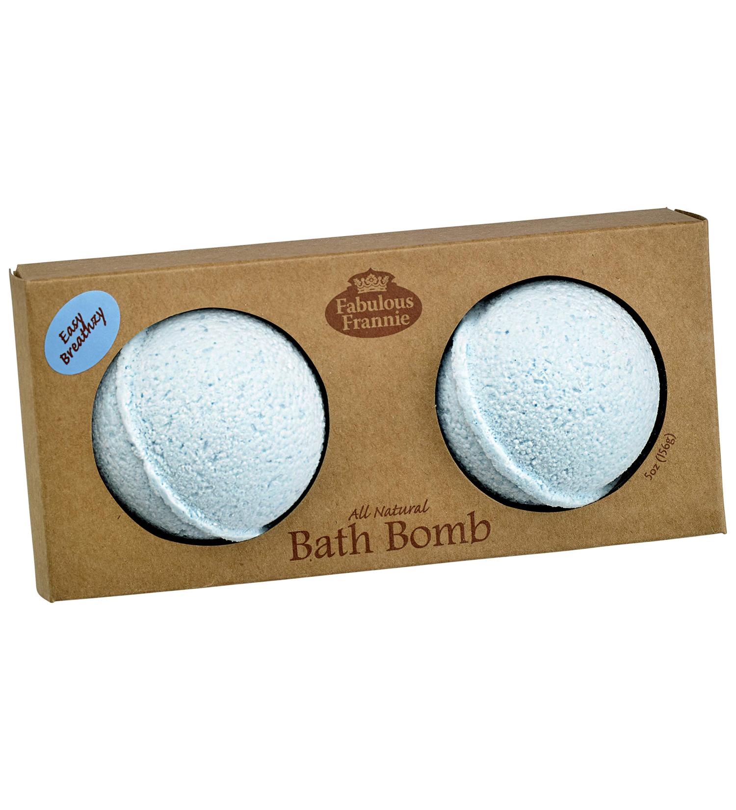 Fabulous Frannie Easy Breathzy Natural Handmade Bath Bomb Set Rich in Essential Oil Salt Coconut Oil Witch Hazel Fizzies to Moisturize Skin 2 pk 2.5oz Each