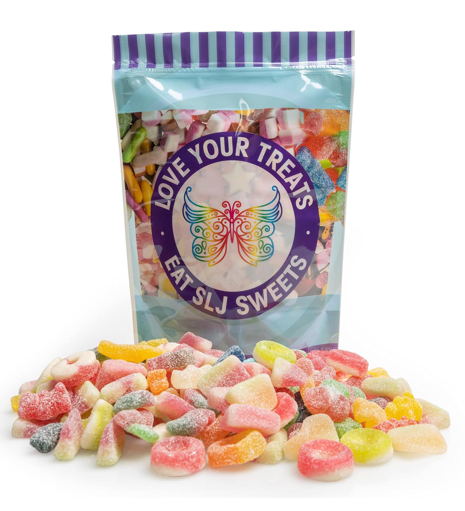 1kg Vegan Sour & Fizzy Sweet Assortment Pick n Mix Gift Bag - Large Bag of Sour Chewy Gummy Candy Jelly Treats - Halal & Vegetarian friendly - Buy Online on SooperMarket.com