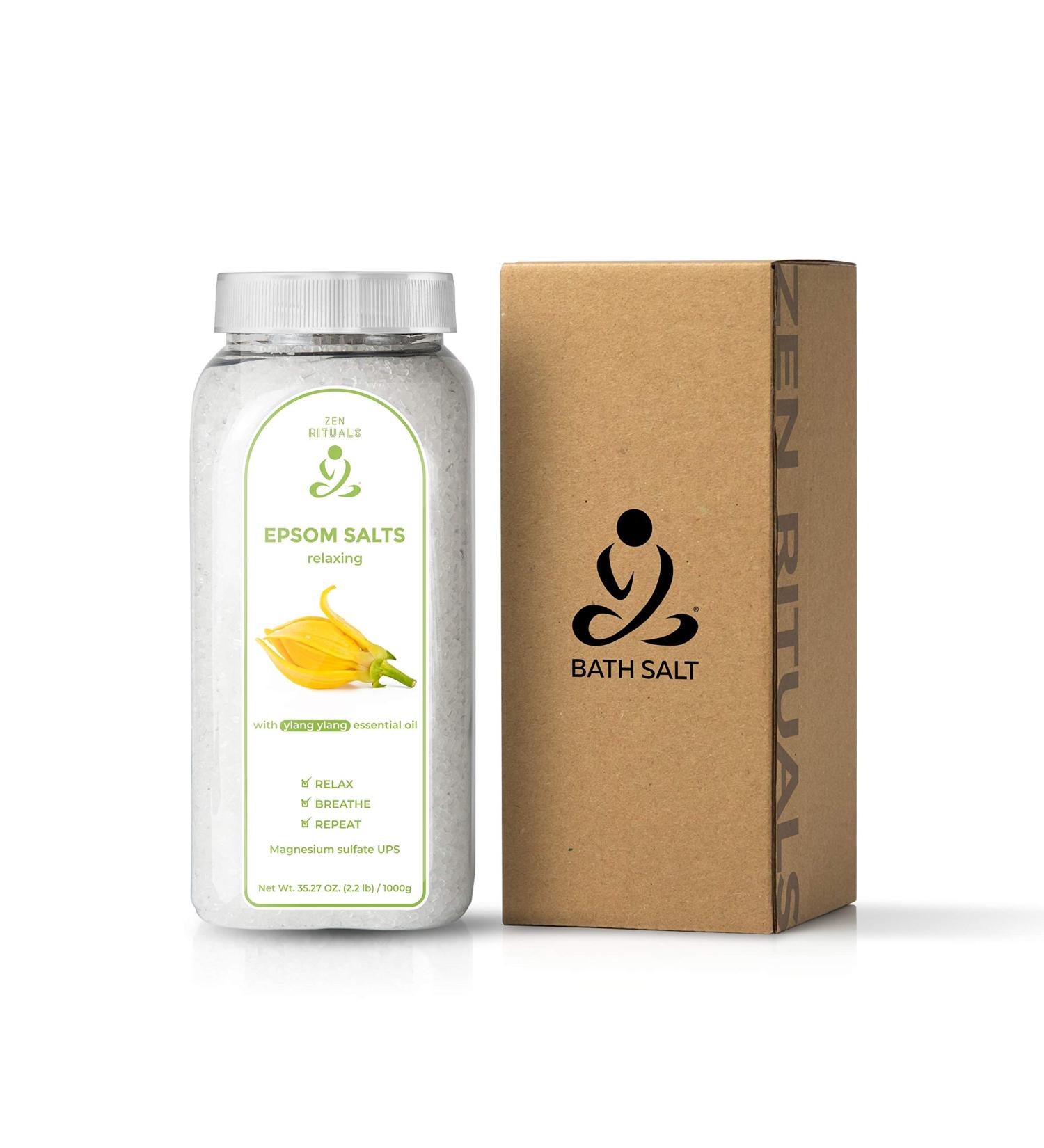 Zen Rituals Epsom Bath Salts Ylang Ylang - 1 KG | Pure Magnesium Sulphate | Relaxing International Shipping - Buy Online on SooperMarket.com
