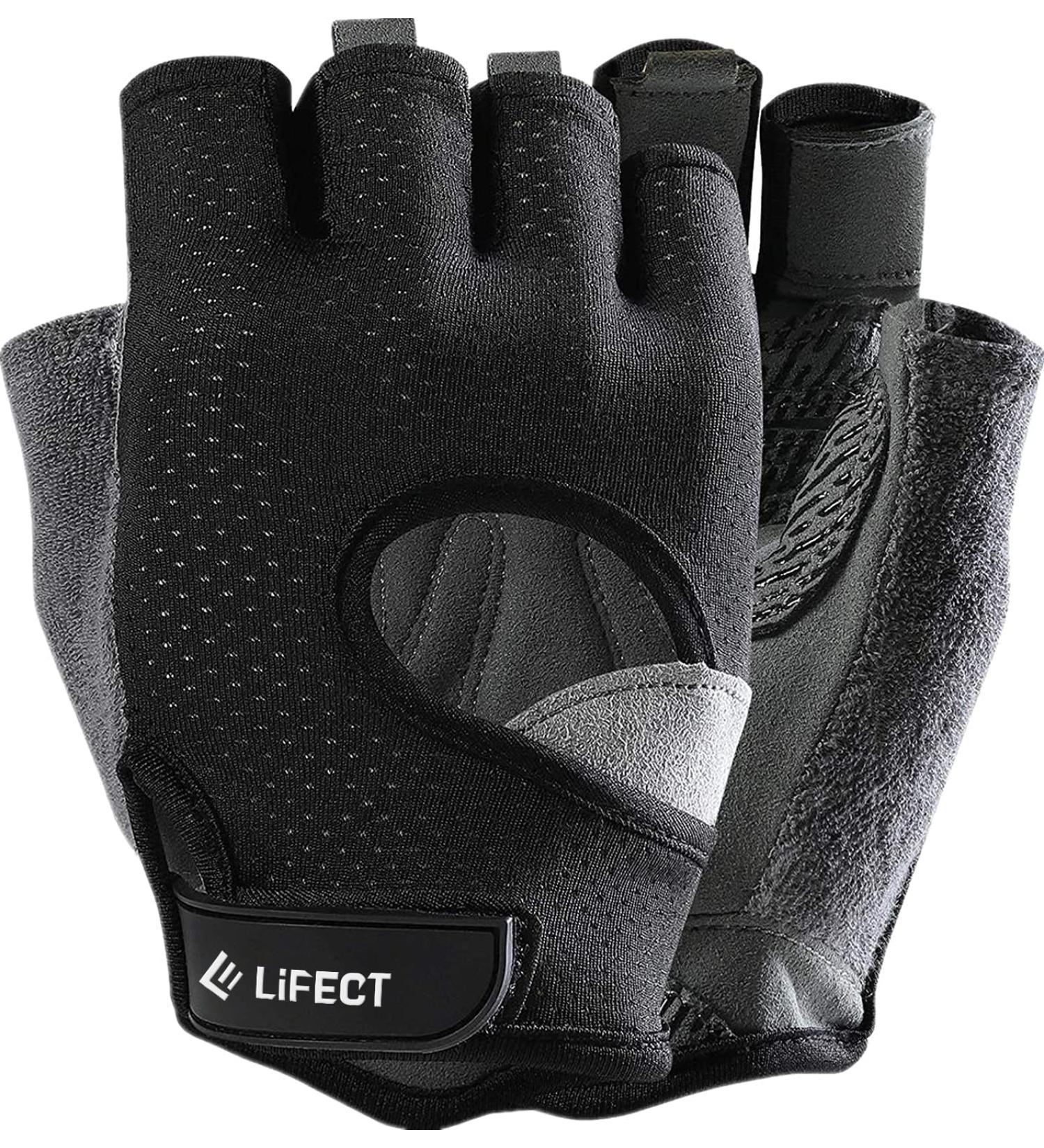LIFECT Freedom Workout Gloves - Knuckle Weight Lifting Fingerless Gloves for Powerlifting, Gym - Black Medium - Buy Online on SooperMarket.com
