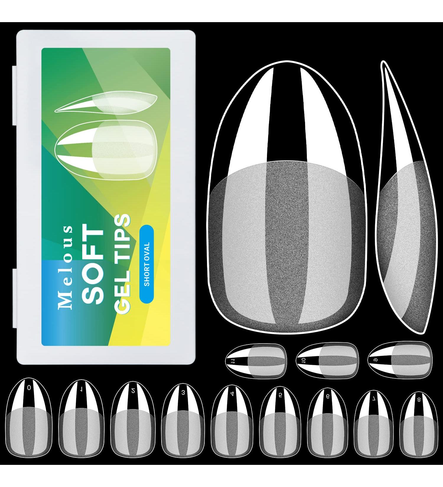 Short Oval Soft Gel Nail Tips - Melous 600PCS Pre Buff Full Cover Half Matte Clear False Nails for DIY Manicure - Buy Online on SooperMarket.com