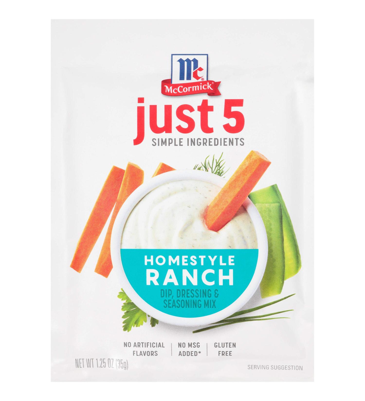 McCormick Just 5 Homestyle Ranch Dip Mix 1.25 oz (Pack of 12) - Dressing & Seasoning - Buy Online on SooperMarket.com