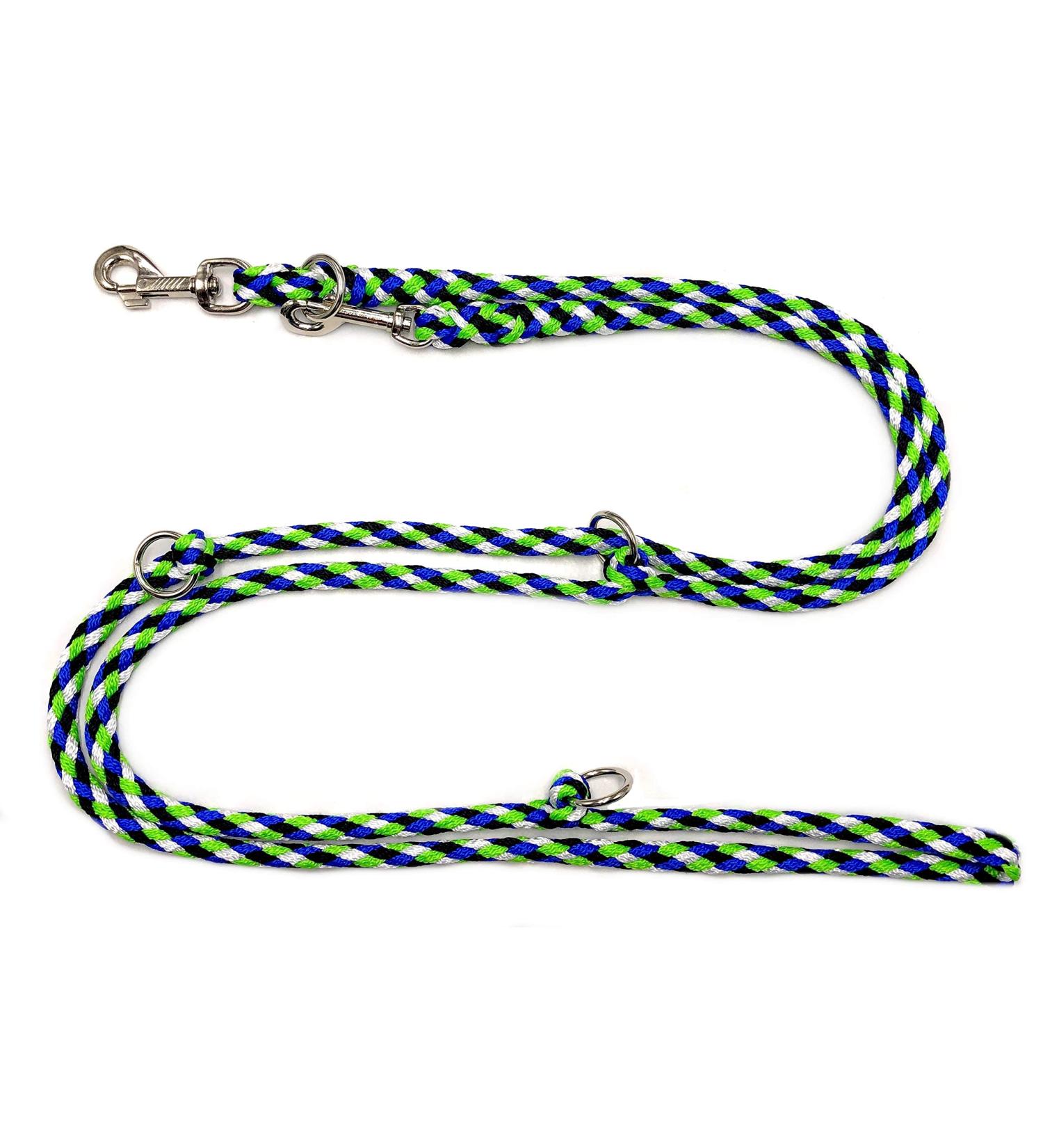 Dogeline Double leash Practice line for medium dogs up to 45 kg over 39 colors very stable (2.80 m seattle) 2.80 m black and blue-green-white