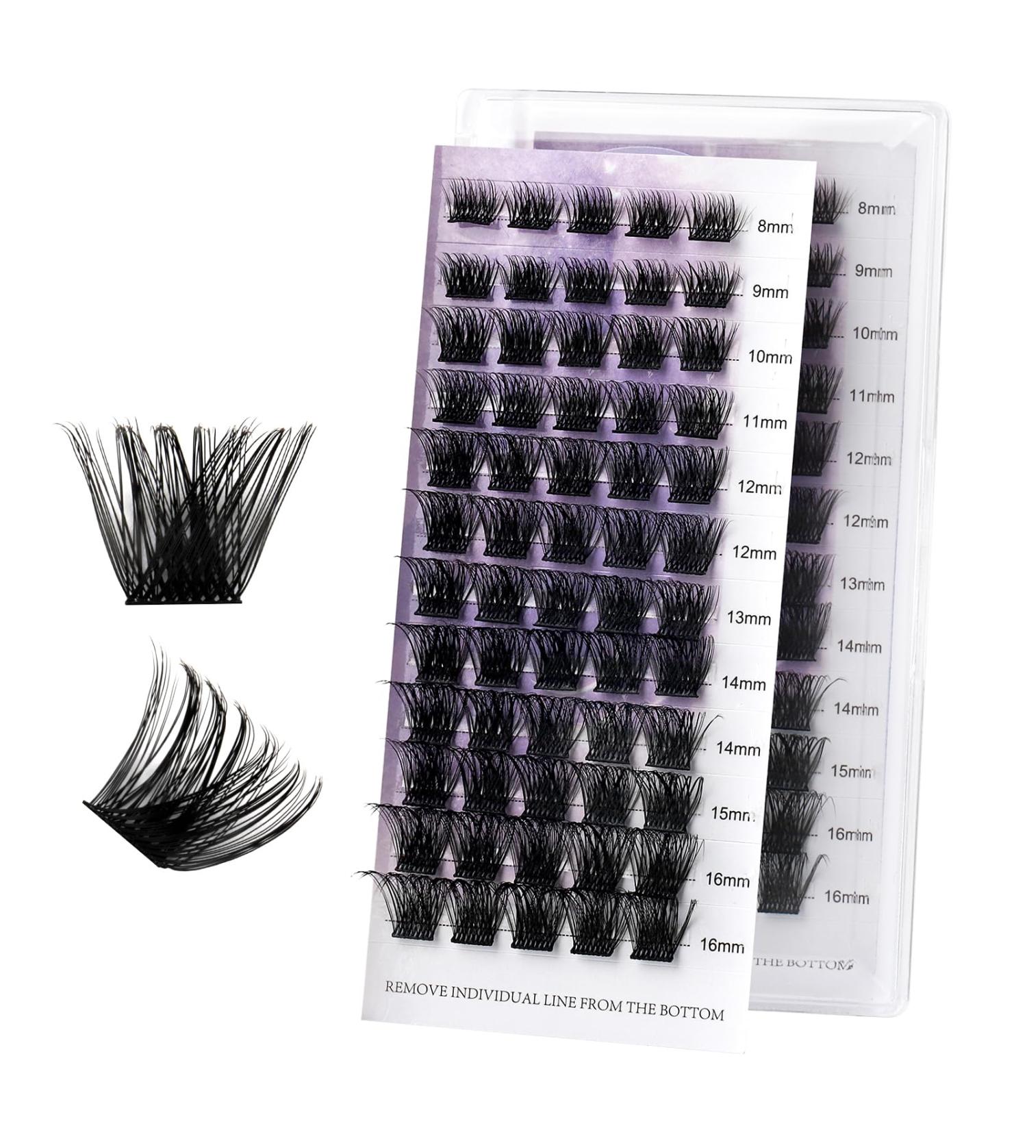 Lash Clusters DIY Eyelash Extensions - C/D Curl 8-16mm Mixed Soft & Wispy Individual Lashes for Volume | Matte Black Cluster Lashes - Buy Online on SooperMarket.com