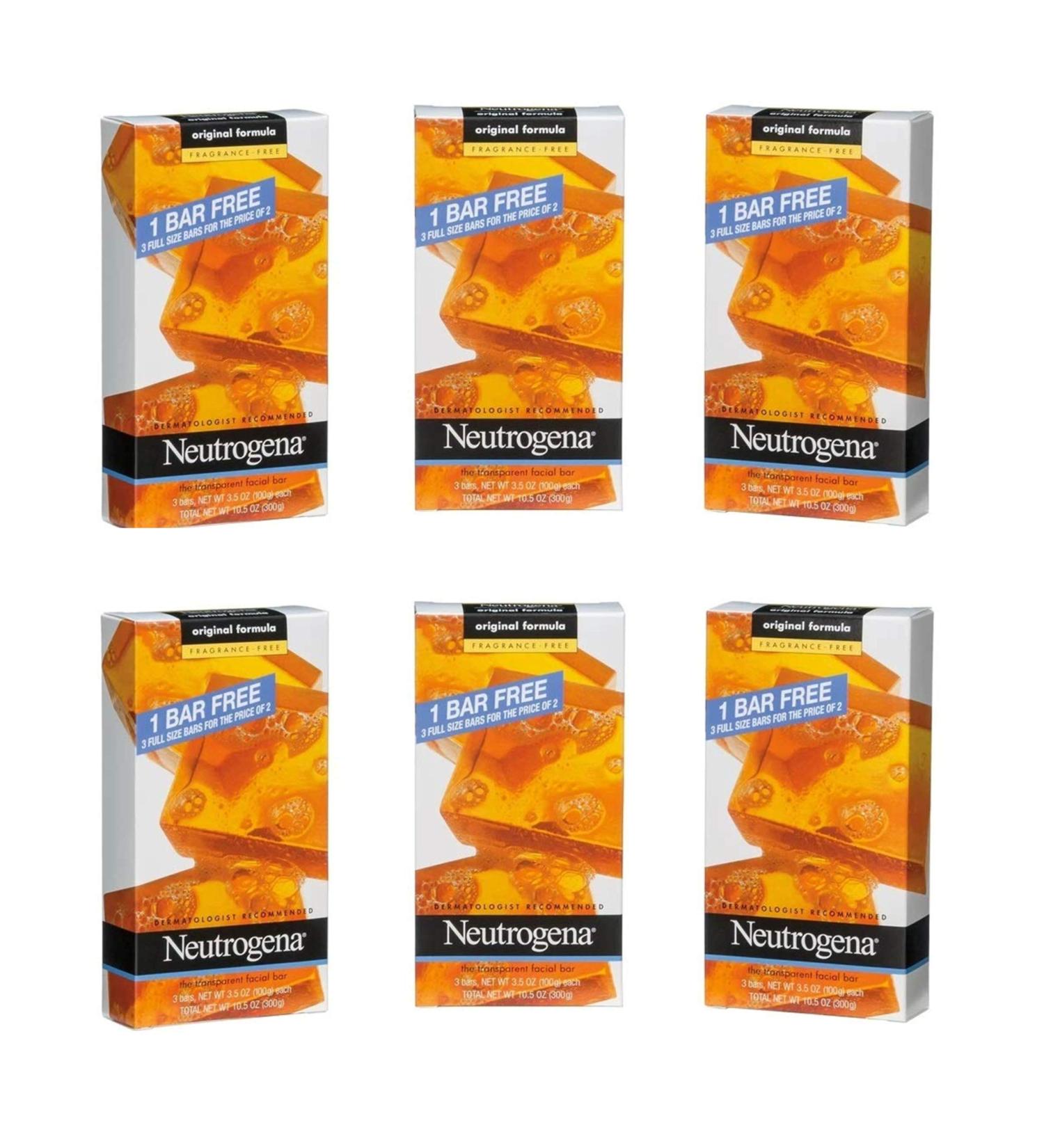 Neutrogena Transparent Facial Bar Unscented 3-Pack x 6 - Gentle Face Cleanser - Buy Online on SooperMarket.com