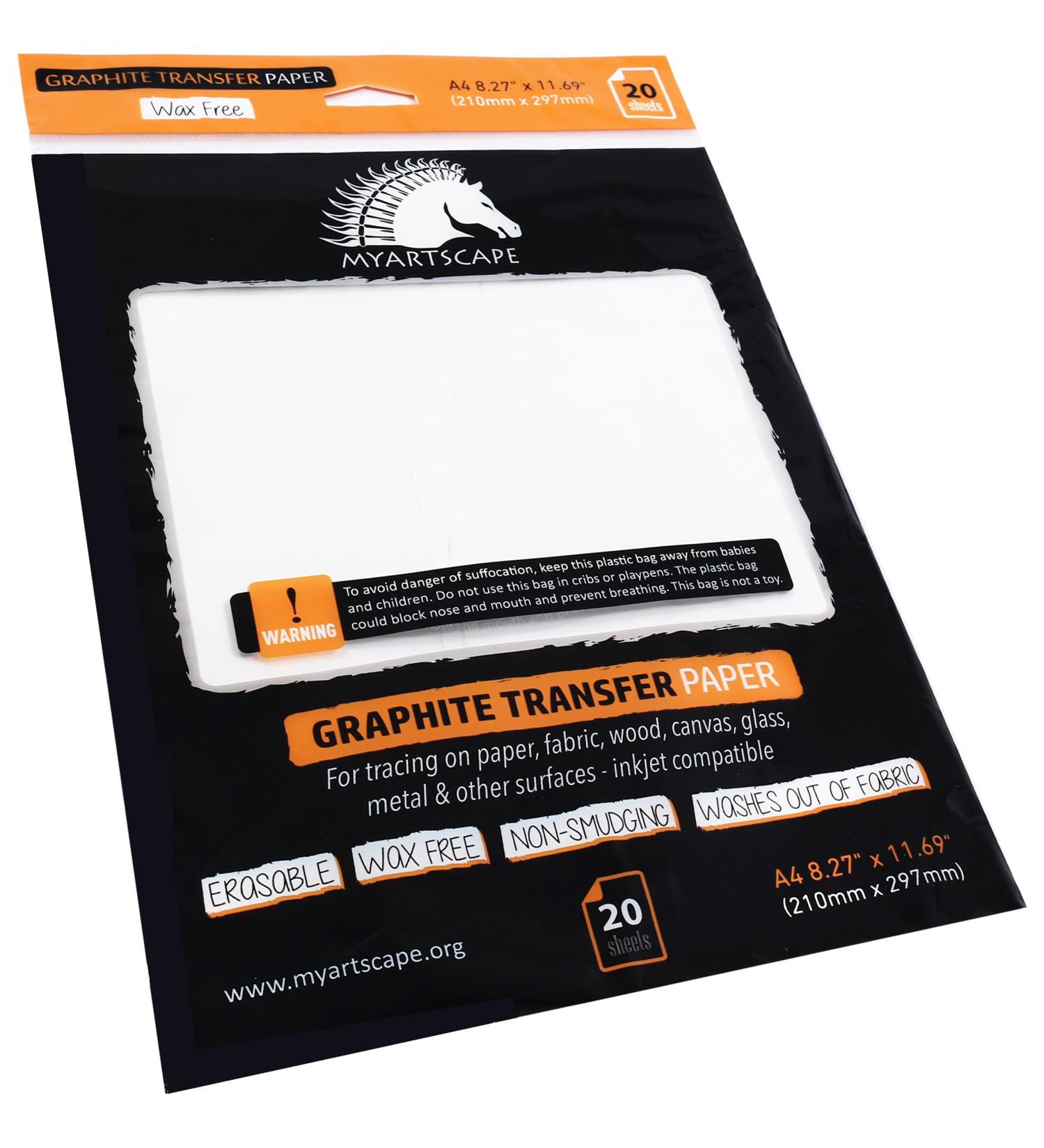 Premium Wax-Free Graphite Transfer Paper - 20 White Sheets for Drawing and Tracing - Ideal for Artists - MyArtscape - Buy Online on SooperMarket.com