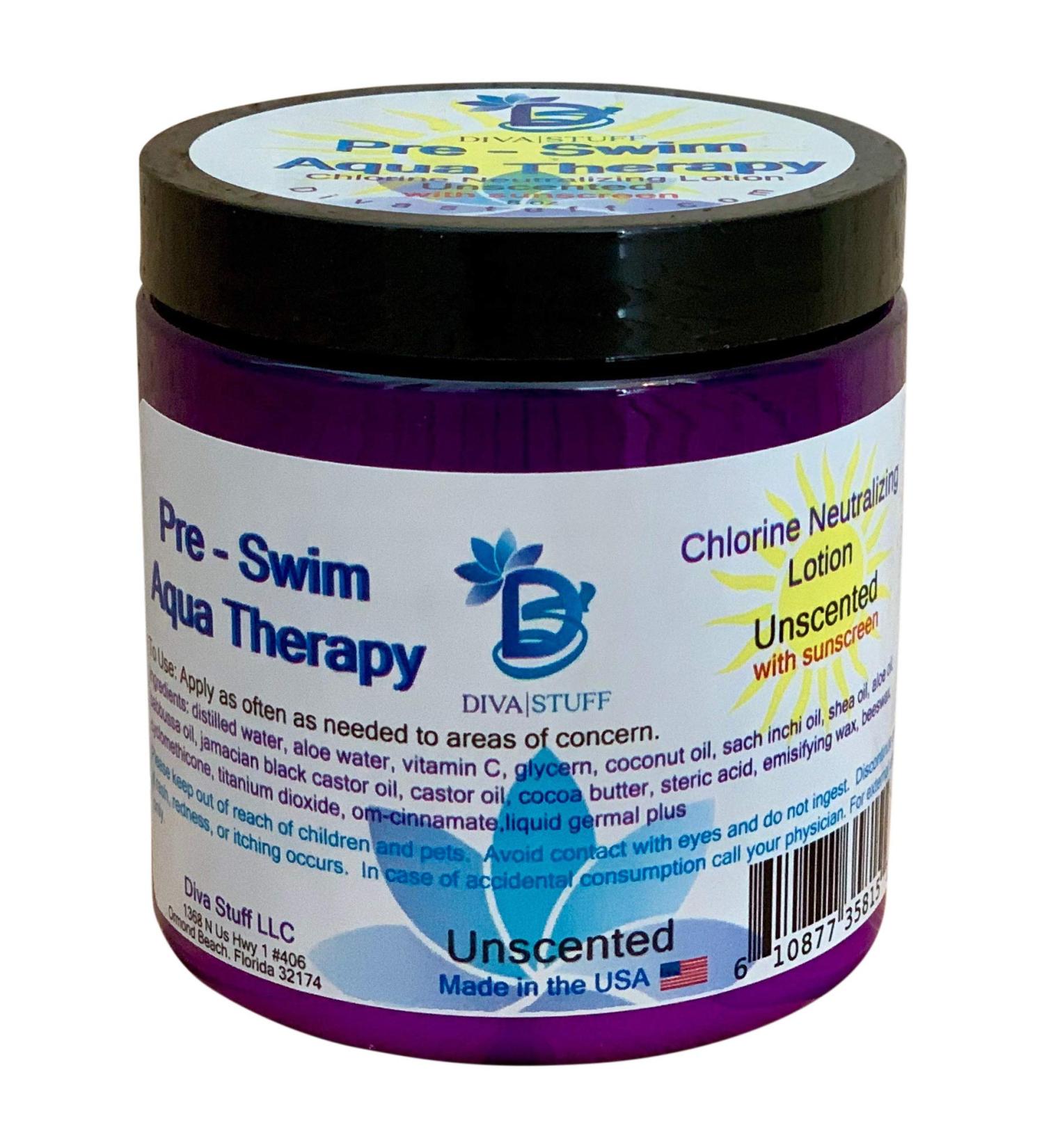 Diva Stuff Pre-Swim Aqua Therapy Chlorine Neutralizing Body Lotion 8oz - Made in USA | Protects Skin from Chlorine & Salt Water | Unscented - Buy Online on SooperMarket.com