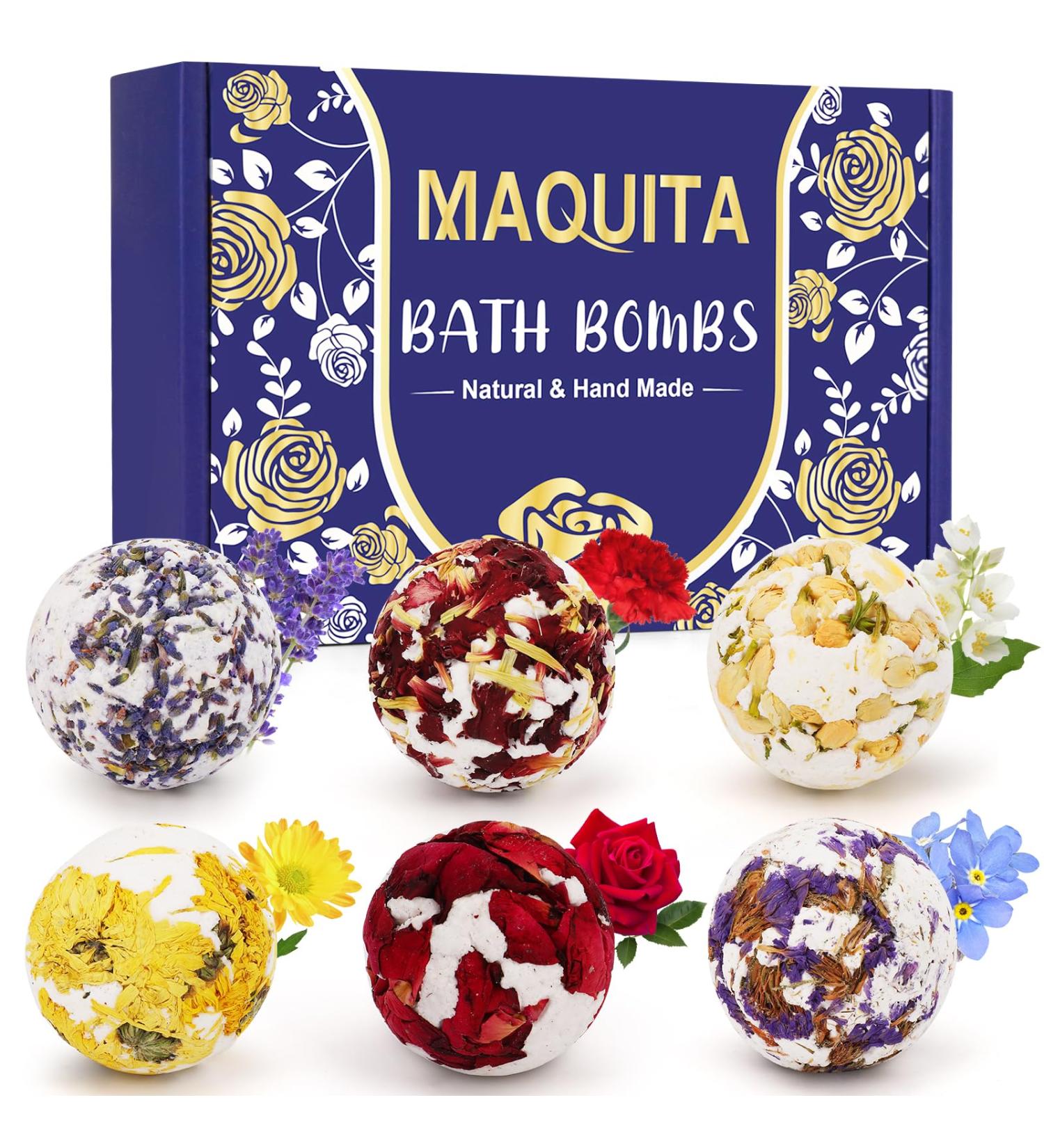 MAQUITA 6Pcs Handcrafted Bath Bombs for Stress Relief - Perfect Spa Aromatherapy Gift for Men, Women, Boys, and Girls - Ideal for Mothers Day, Birthday, Christmas - Buy Online on SooperMarket.com