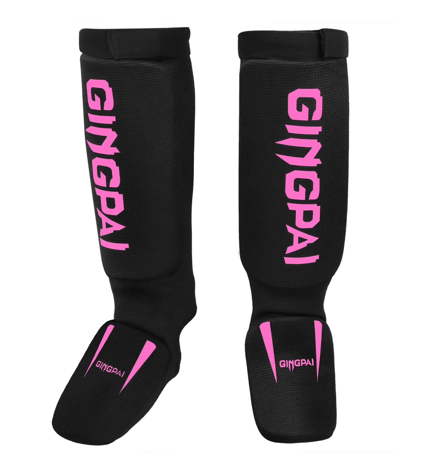 Combat Sports Washable MMA Shin & Instep Guards - Premium Leg Protective Gear for Wrestling, Sparring, Muay Thai, Kickboxing & Karate - Black Pink, Medium - Buy Online on SooperMarket.com