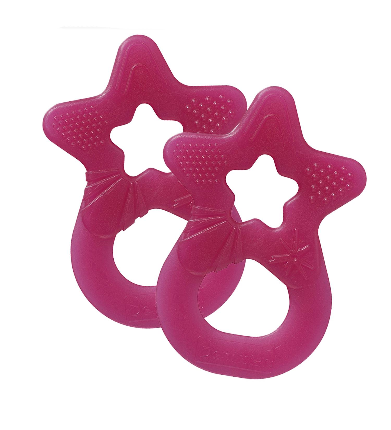Dentistar Bei ring 2 Set - Teether for Babies & Toddlers 3 Months+ | Soft Dental Aid & Massage Handle | Made in Germany | Pink - Buy Online on SooperMarket.com