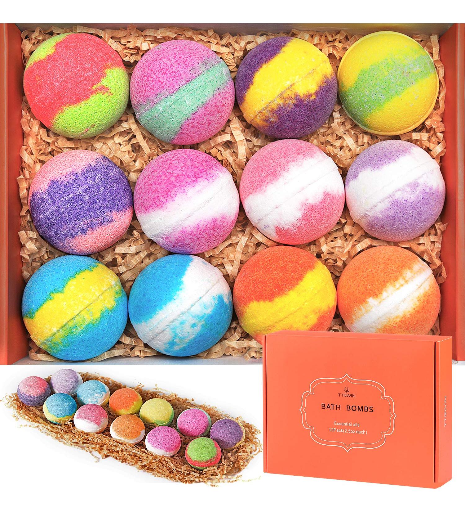 TTRWIN Bath Bombs Gift Set - 12 Organic & Natural Handcrafted Bubble Bath Bombs - Buy Online on SooperMarket.com