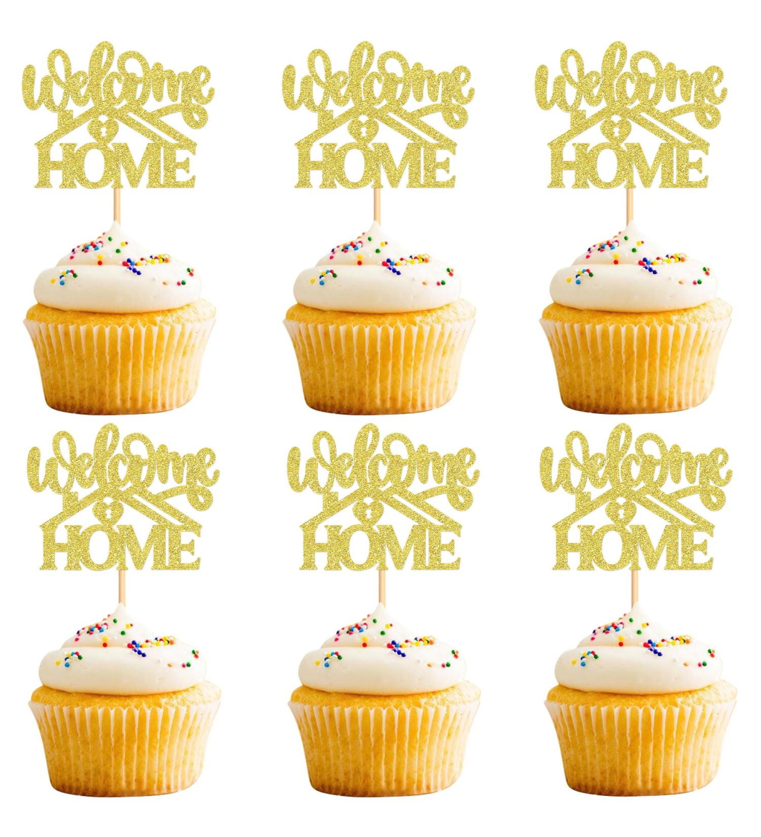Cyodoos 24 Pcs Sweet Home Cupcake Toppers Glitter Welcome home Cupcake Picks Housewarming Cupcake Toppers New Home Theme Party Cake Decorations Supplies Golden Golden1 - Buy Online on SooperMarket.com