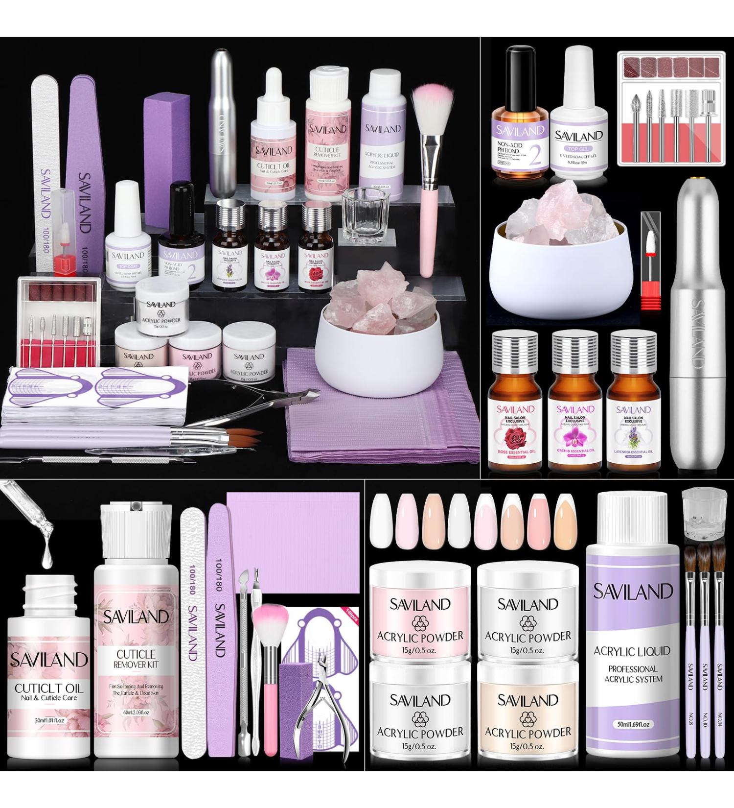 SAVILAND Acrylic Nail Kit with Drill | Complete Professional Set for Beginners | DIY Home Salon Essentials - Buy Online on SooperMarket.com
