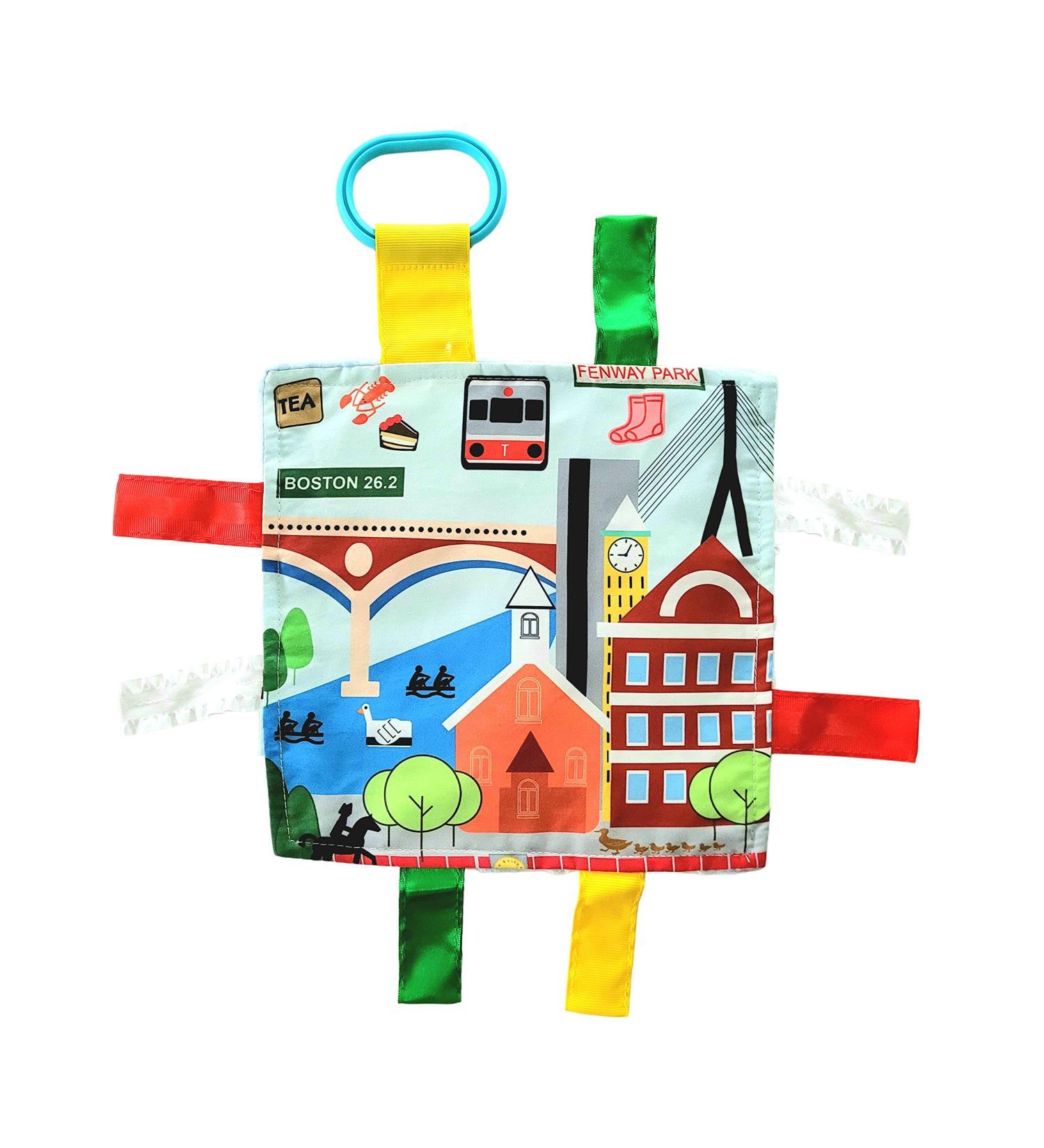 Baby Jack & Co 8x8 Learning Lovey Boston Massachusetts Tag Toy for Babies - Crinkle & Safe - USA Cities & Shapes - BPA Free - Ideal Baby Gift - Buy Online on SooperMarket.com