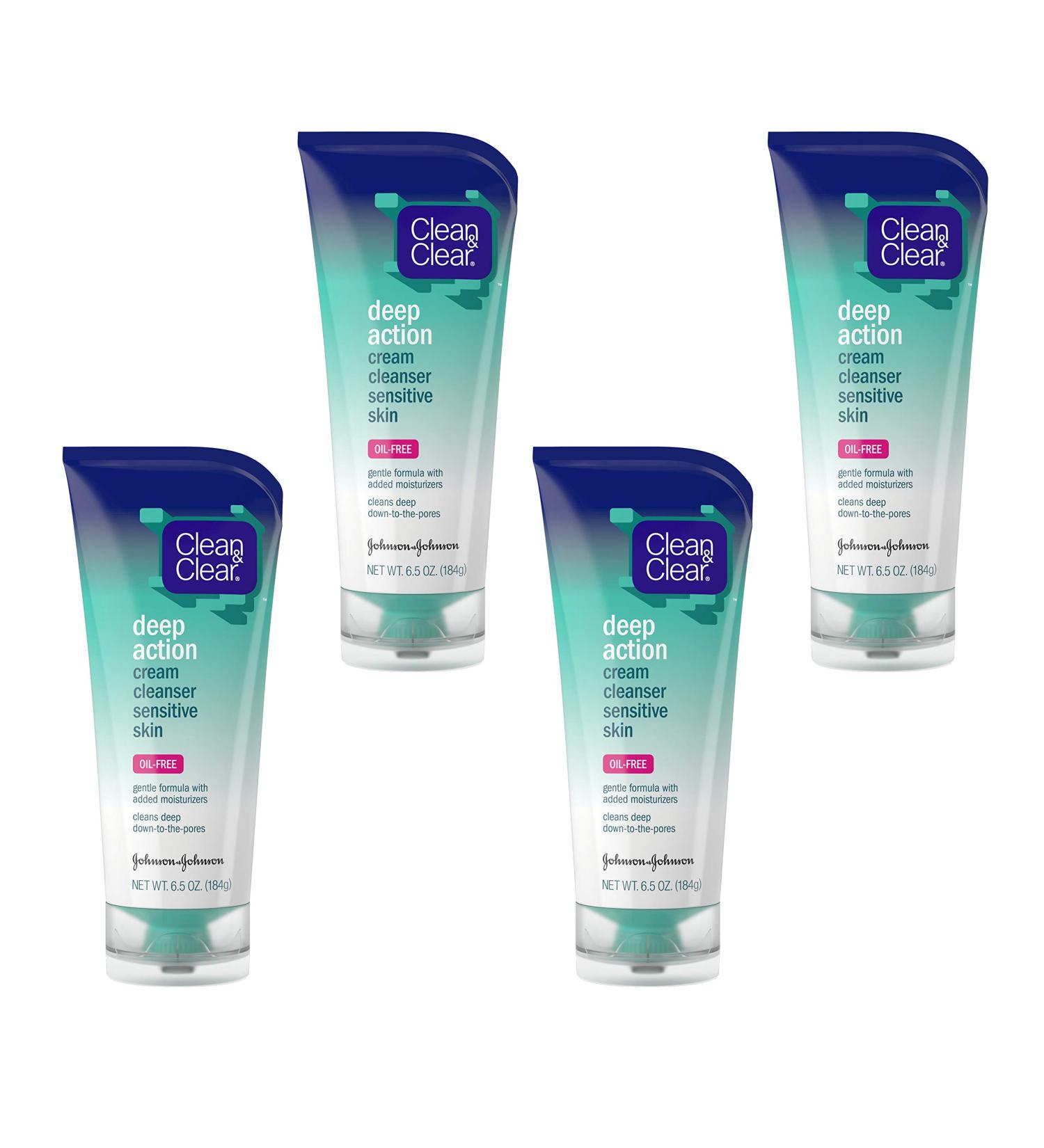 Clean & Clear Deep Action Cream Facial Cleanser for Sensitive Skin - 6.5 oz | Gentle & Effective Acne Treatment - Buy Online on SooperMarket.com
