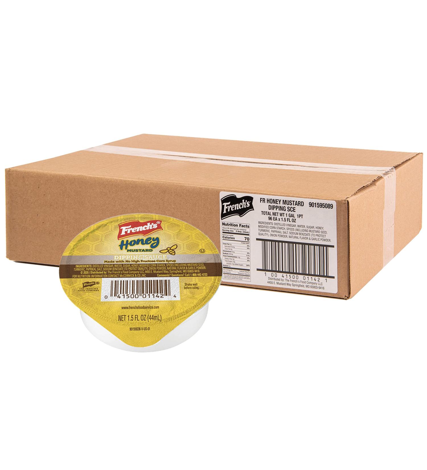 French's Honey Mustard Dipping Sauce 1.5 fl oz - Pack of 96 | Single-Serve Cups for Takeout & Delivery - Buy Online on SooperMarket.com