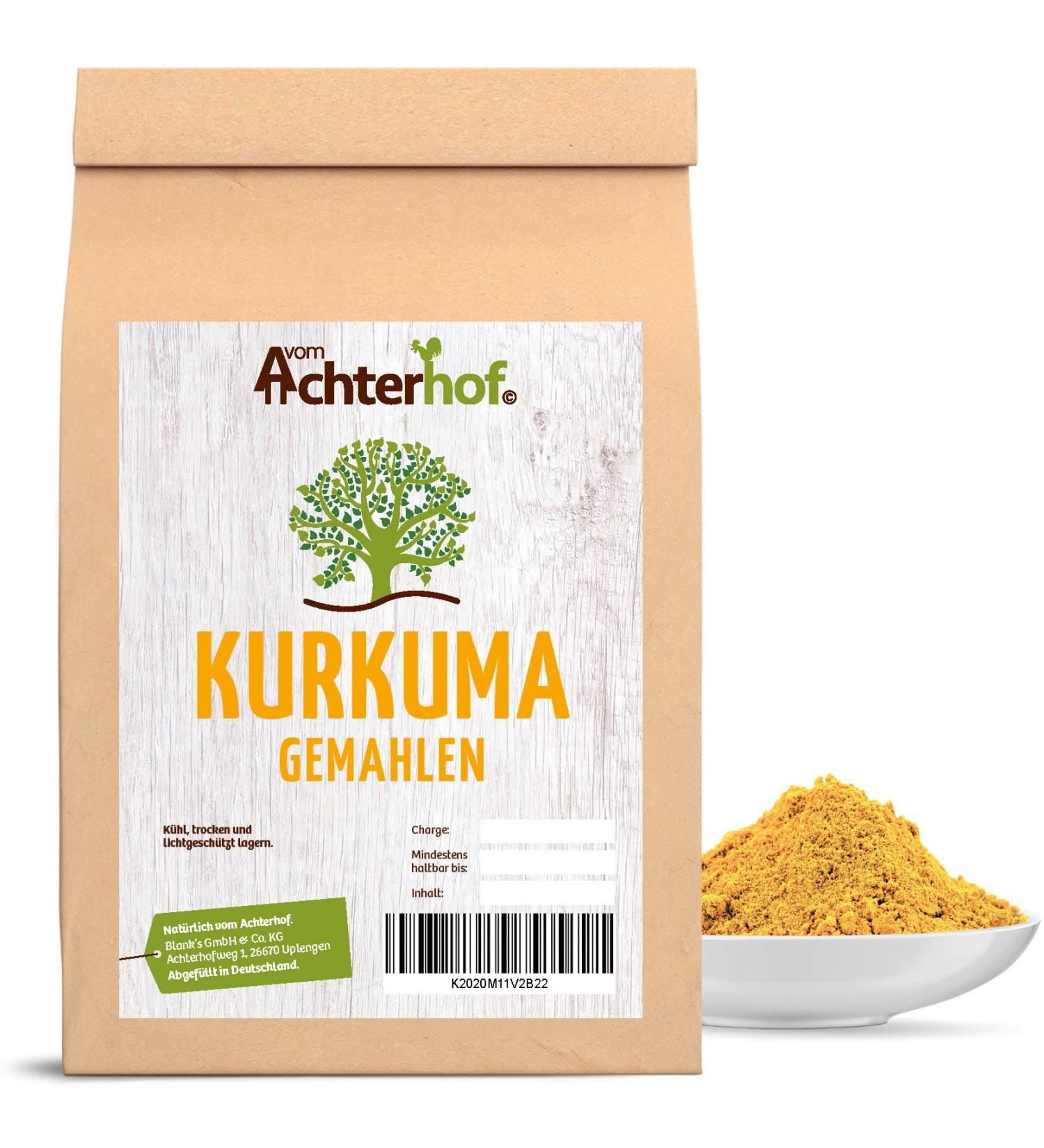 High-Quality Turmeric Powder 1000g | Aromatic Ground Yellow Root for Seasoning & Cooking | Curcuma - Achterhof 1kg Pack - Buy Online on SooperMarket.com
