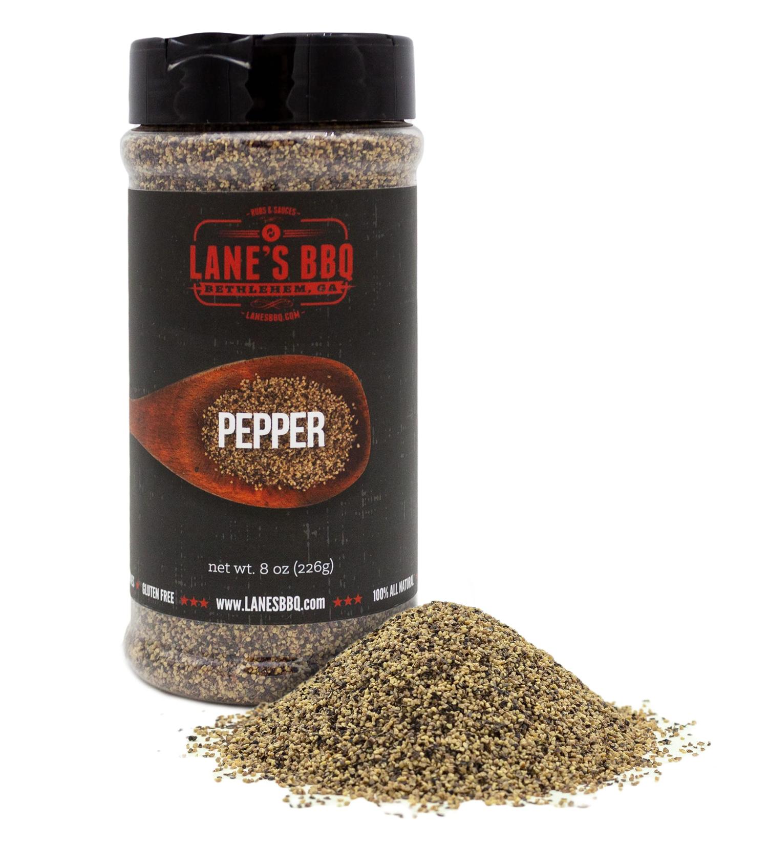 Lane's 16 Mesh Ground Black Pepper - Premium Butcher's Cut Coarse Pepper for Grilling & Cooking | All Natural | Gluten Free | 8 oz - Buy Online on SooperMarket.com