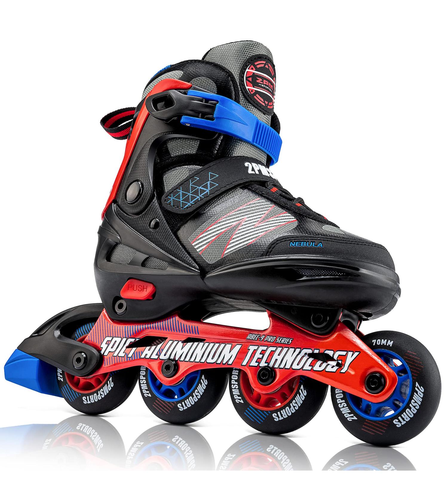 2PM SPORTS Adjustable Kids Inline Skate | Red & Black Roller Blades for Boys and Girls | Beginner Skates | Large-Youth (4Y-7Y US) - Buy Online on SooperMarket.com