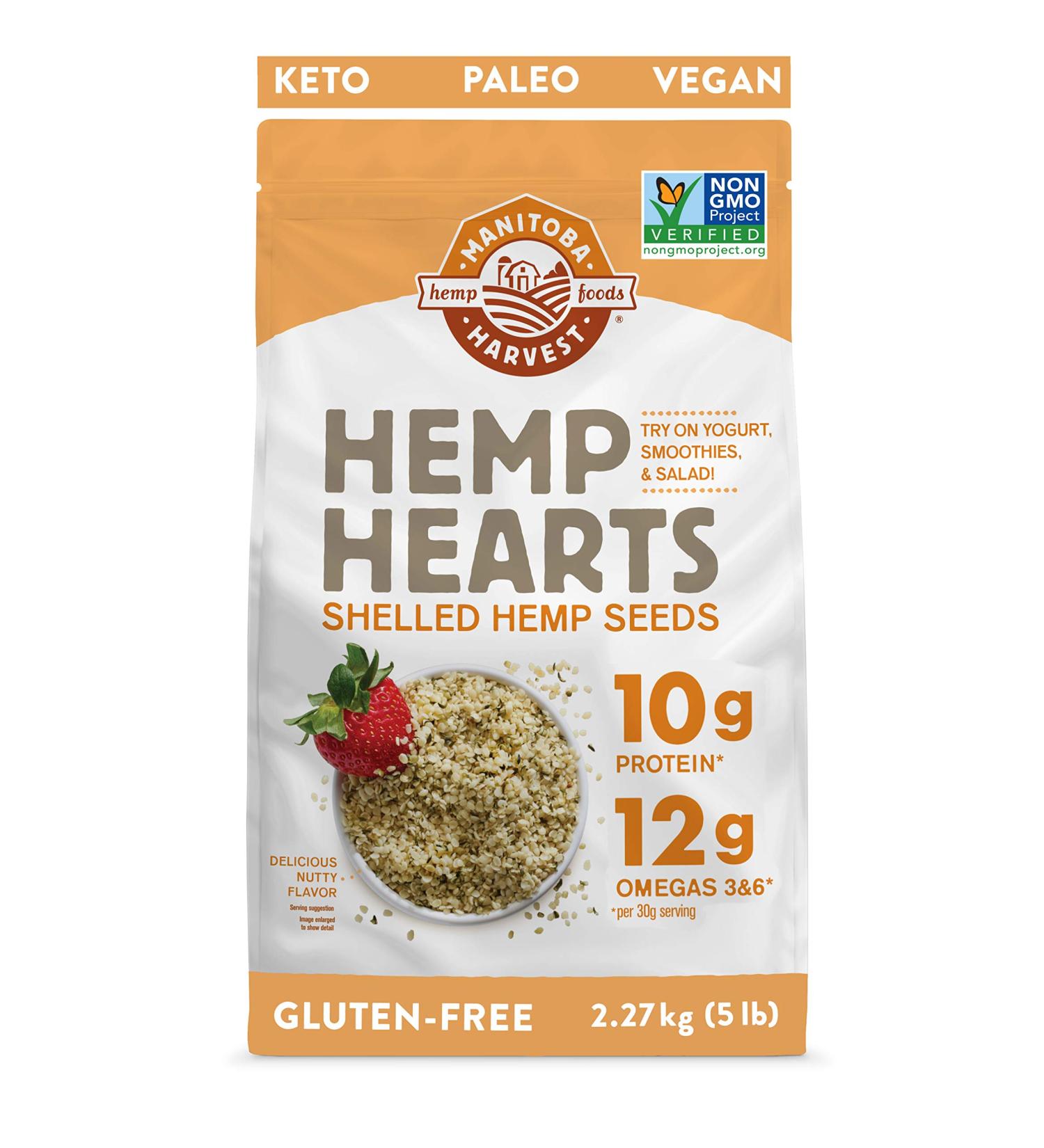 Manitoba Harvest Hemp Hearts 5lb - Raw Shelled Hemp Seeds, 10g Protein, 12g Omegas, Non-GMO, Gluten-Free - Buy Online on SooperMarket.com