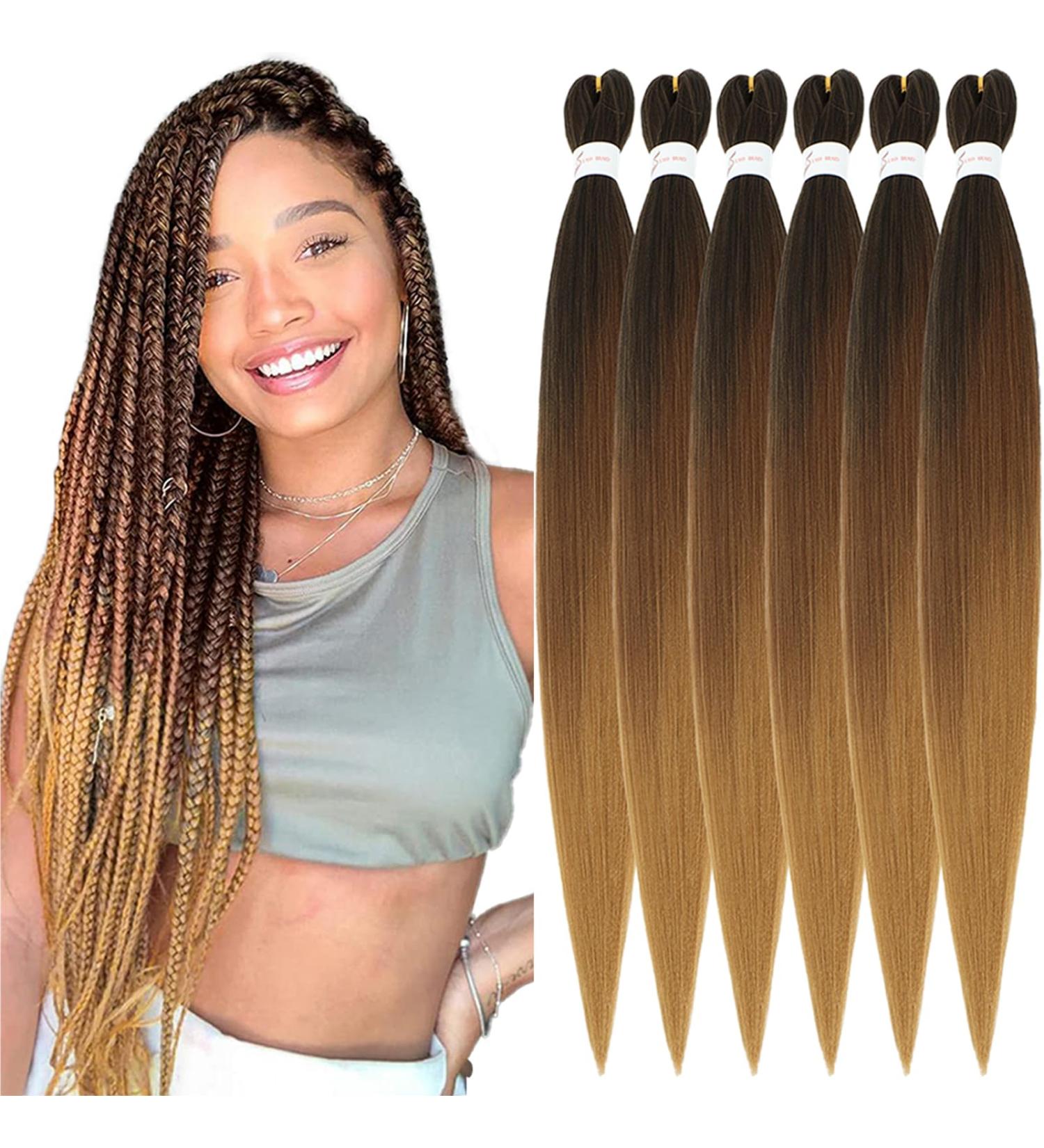 Xusuperb Pre-Stretched Braiding Hair Ombre Brown 26 - 6 Pack Kanekalon Extensions | Soft Yaki-Textured Braids (T1B/30/27#) - Easy International Shipping - Buy Online on SooperMarket.com