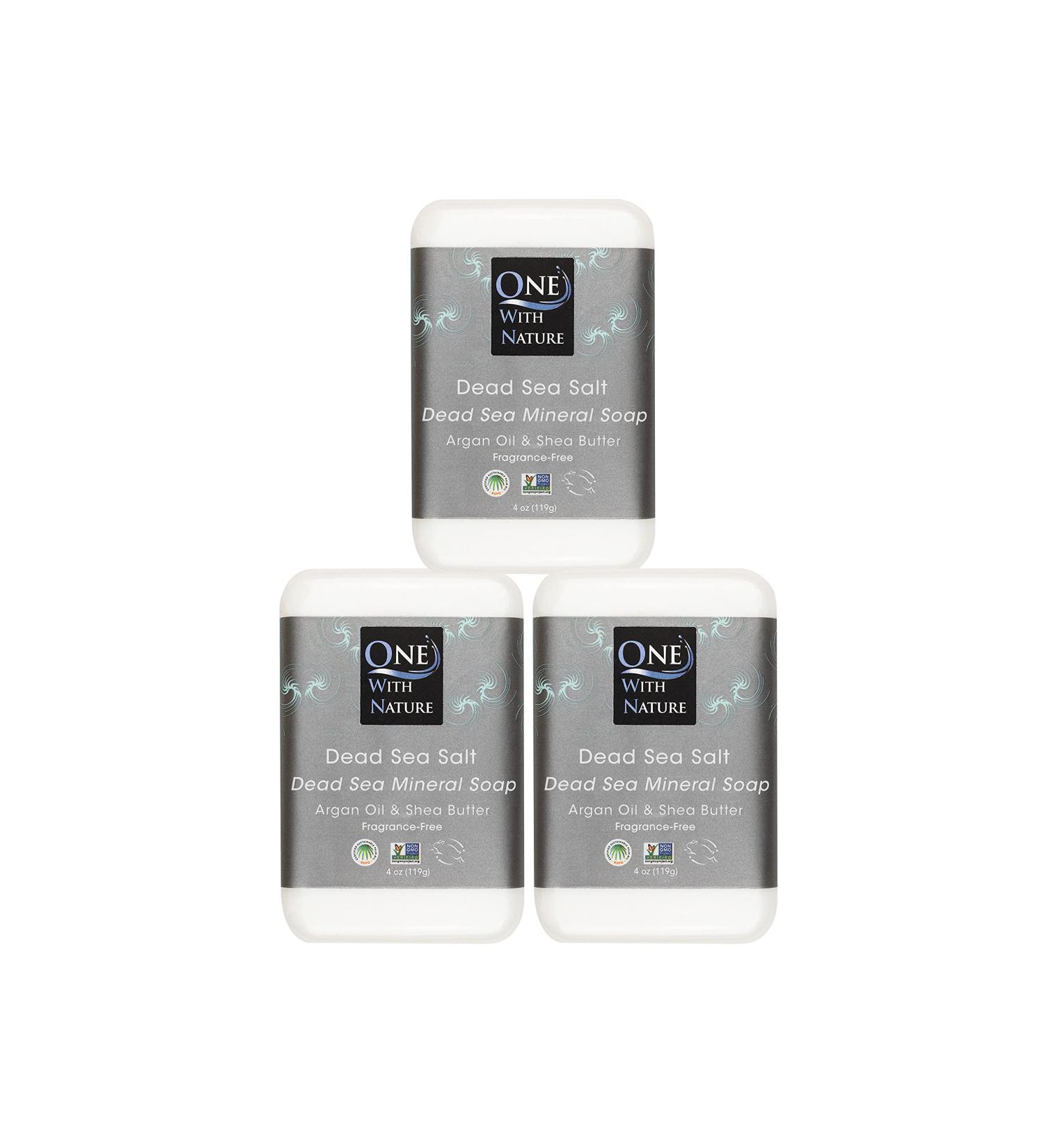 Dead Sea Salt Soap Pack - 3 Bars of Shea Butter & Argan Oil - Natural, Therapeutic for All Skin Types - Buy Online on SooperMarket.com