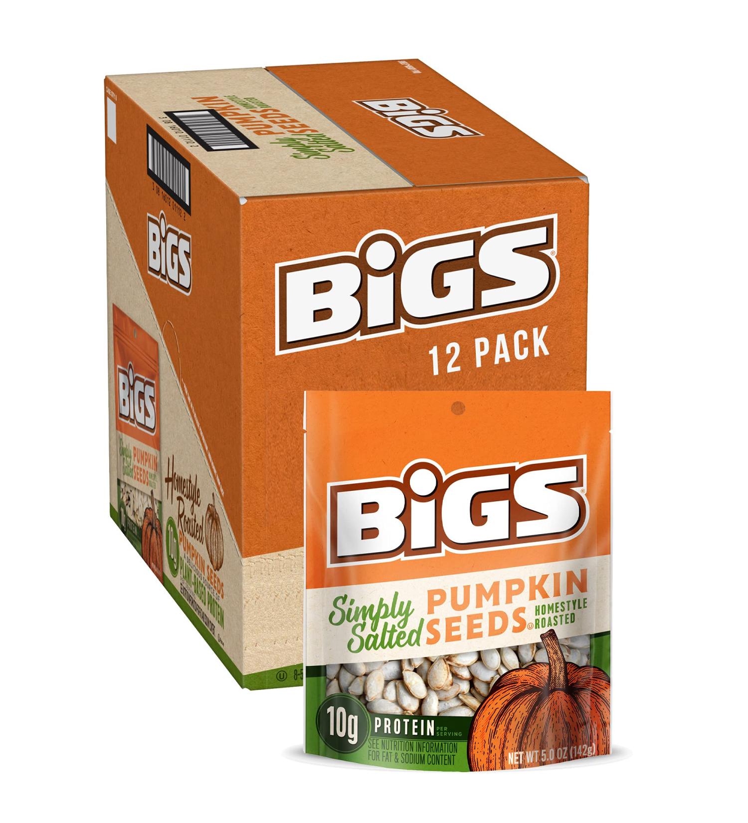 BIGS Lightly Salted Pumpkin Seeds 5.0 oz (Pack of 12) - Keto Friendly Snack - Buy Online on SooperMarket.com