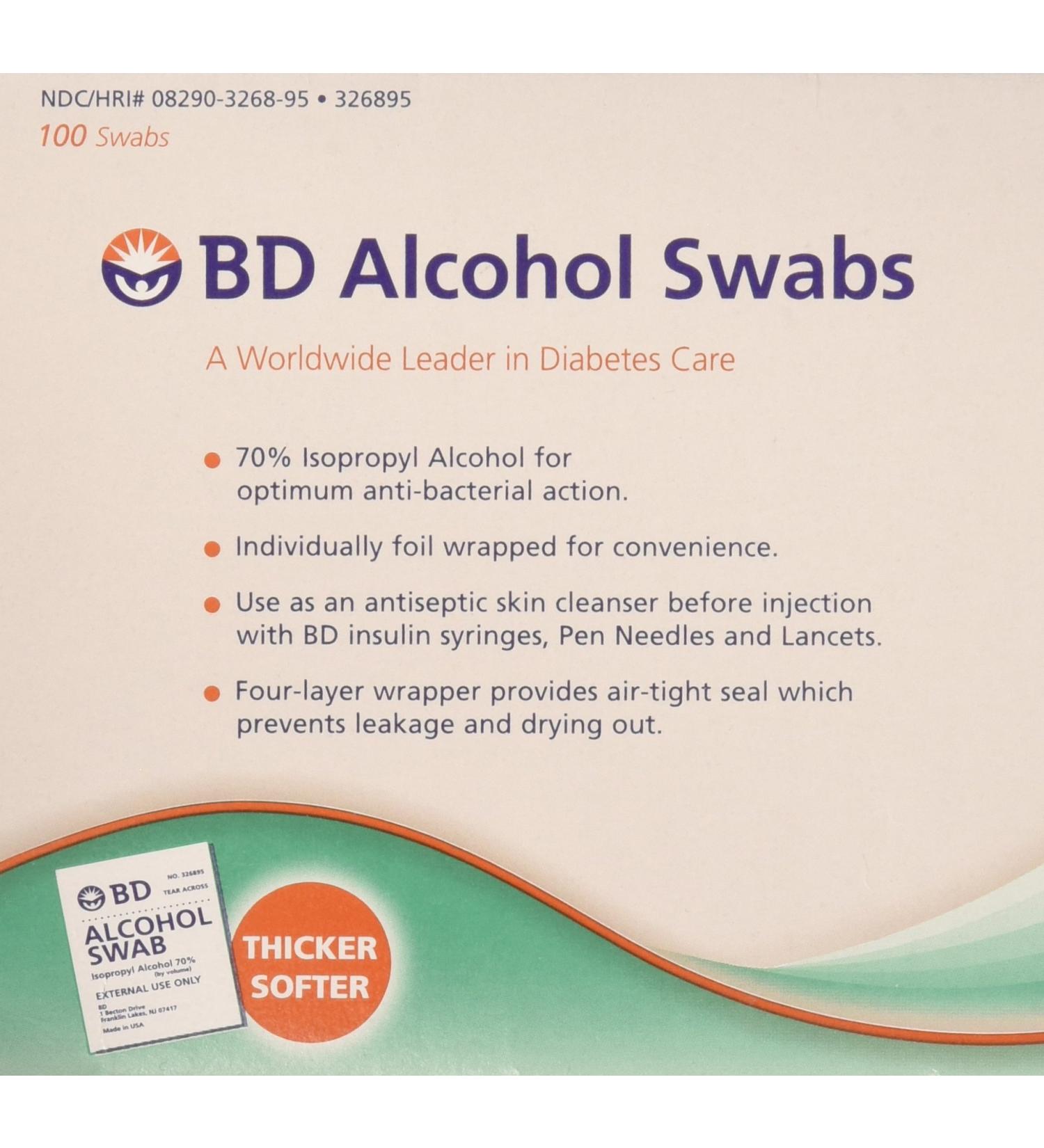 BD Regular Alcohol Swabs 100 ct ( Pack of 2 )