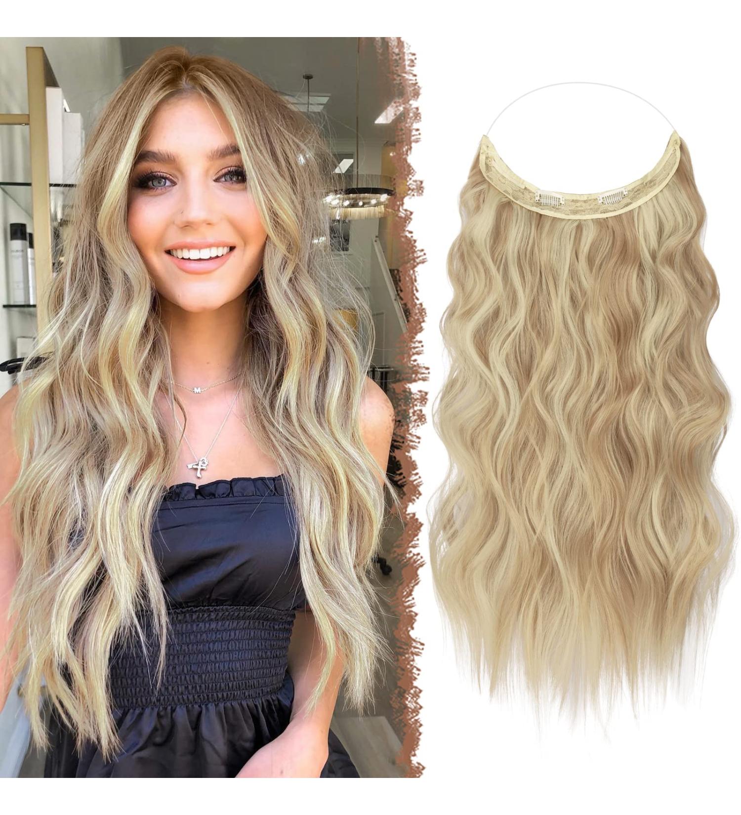 Feshfen Secrets Invisible Hair Extensions - Long Corrugated Synthetic Hair for Women | Dark Golden Mix 50 cm - Buy Online on SooperMarket.com