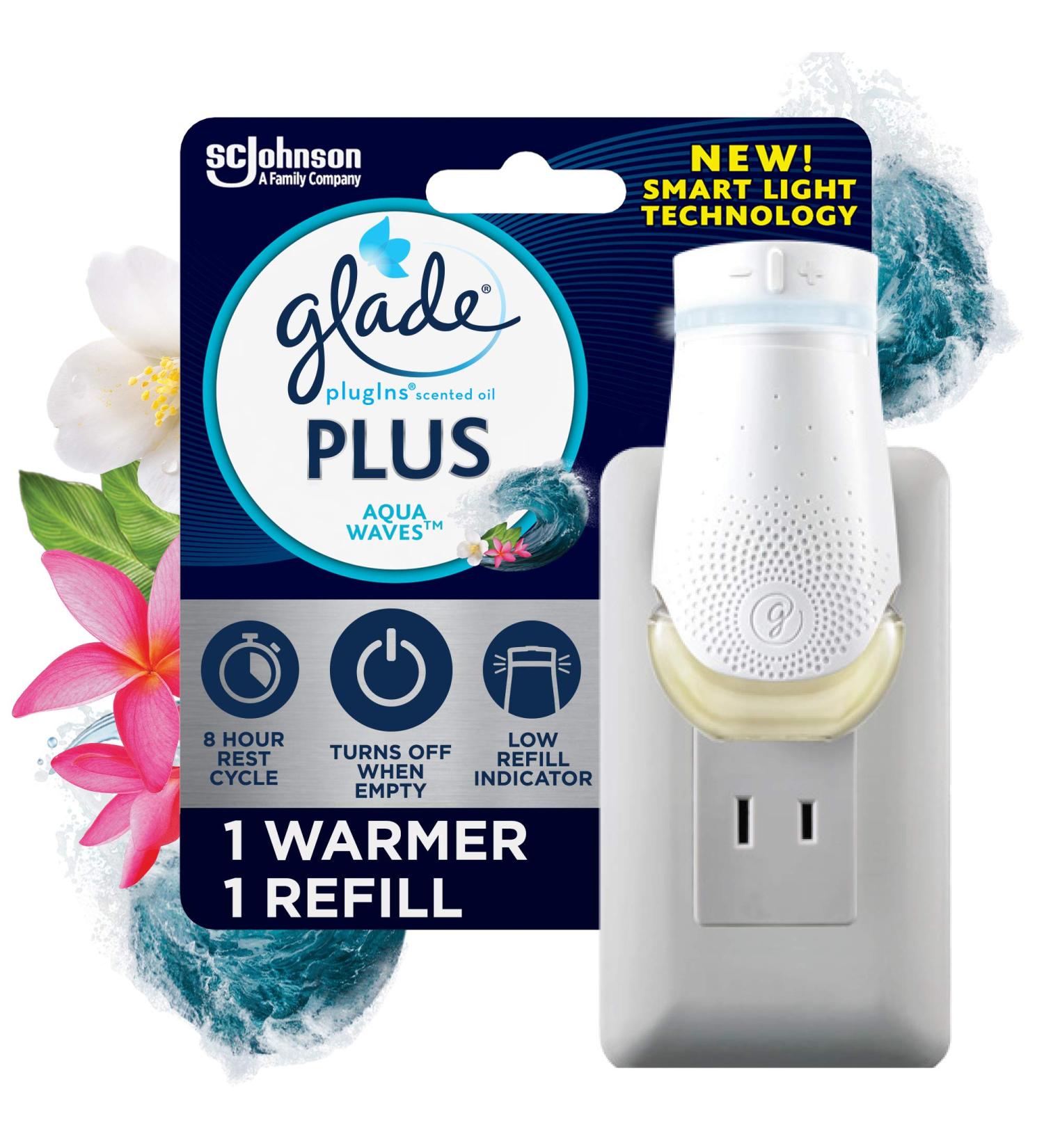 Glade PlugIn Plus Starter Kit - Aqua Waves Scented Oil for Home & Bathroom - 0.67 Fl Oz - Buy Online on SooperMarket.com