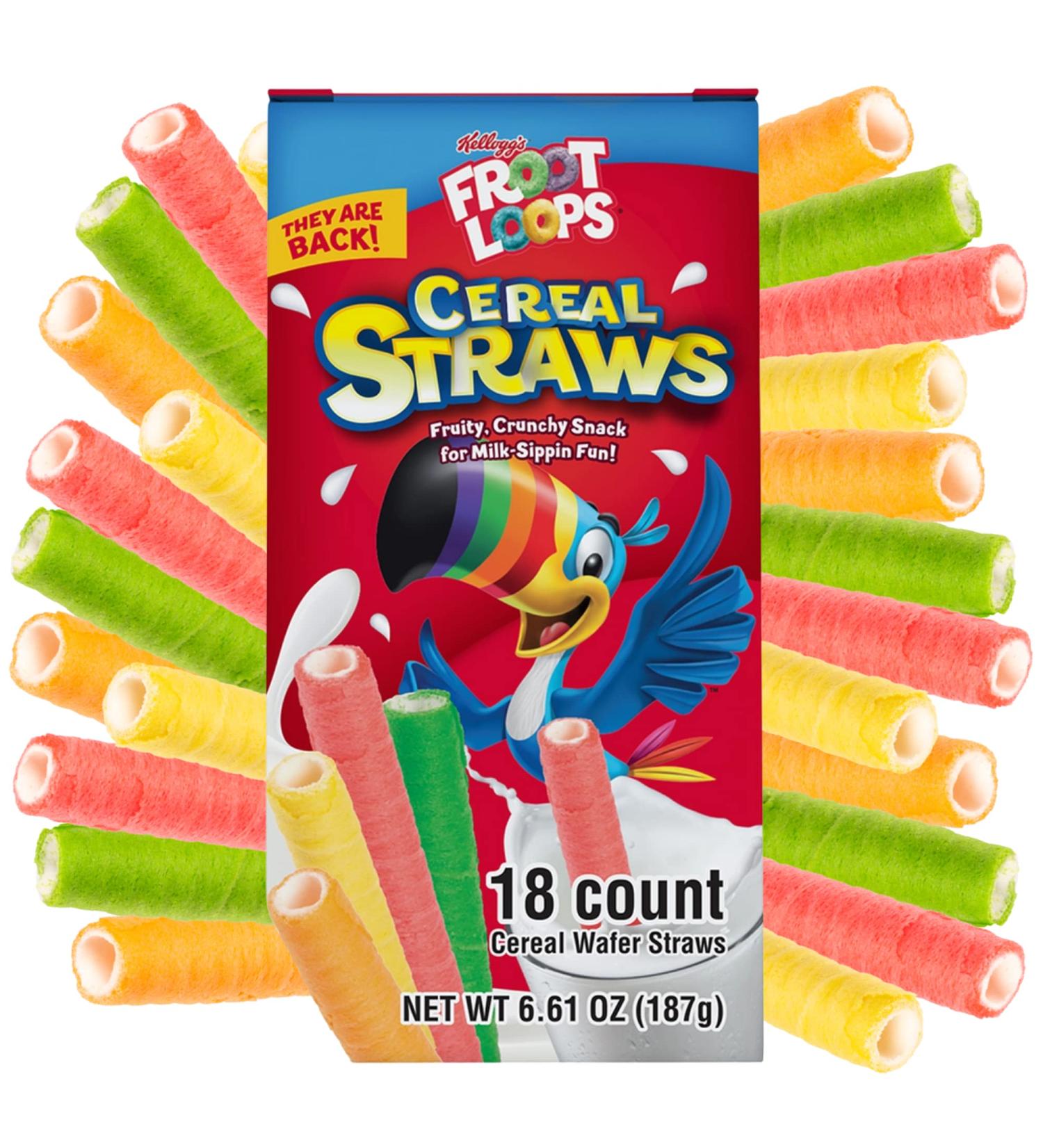 2023 Kellogg's Cereal Straws Froot Loops - 18 Count Pack | Nostalgic Edible Breakfast Straw for Kids | Best Milk Alternatives | 90's Childhood Treat - Buy Online on SooperMarket.com
