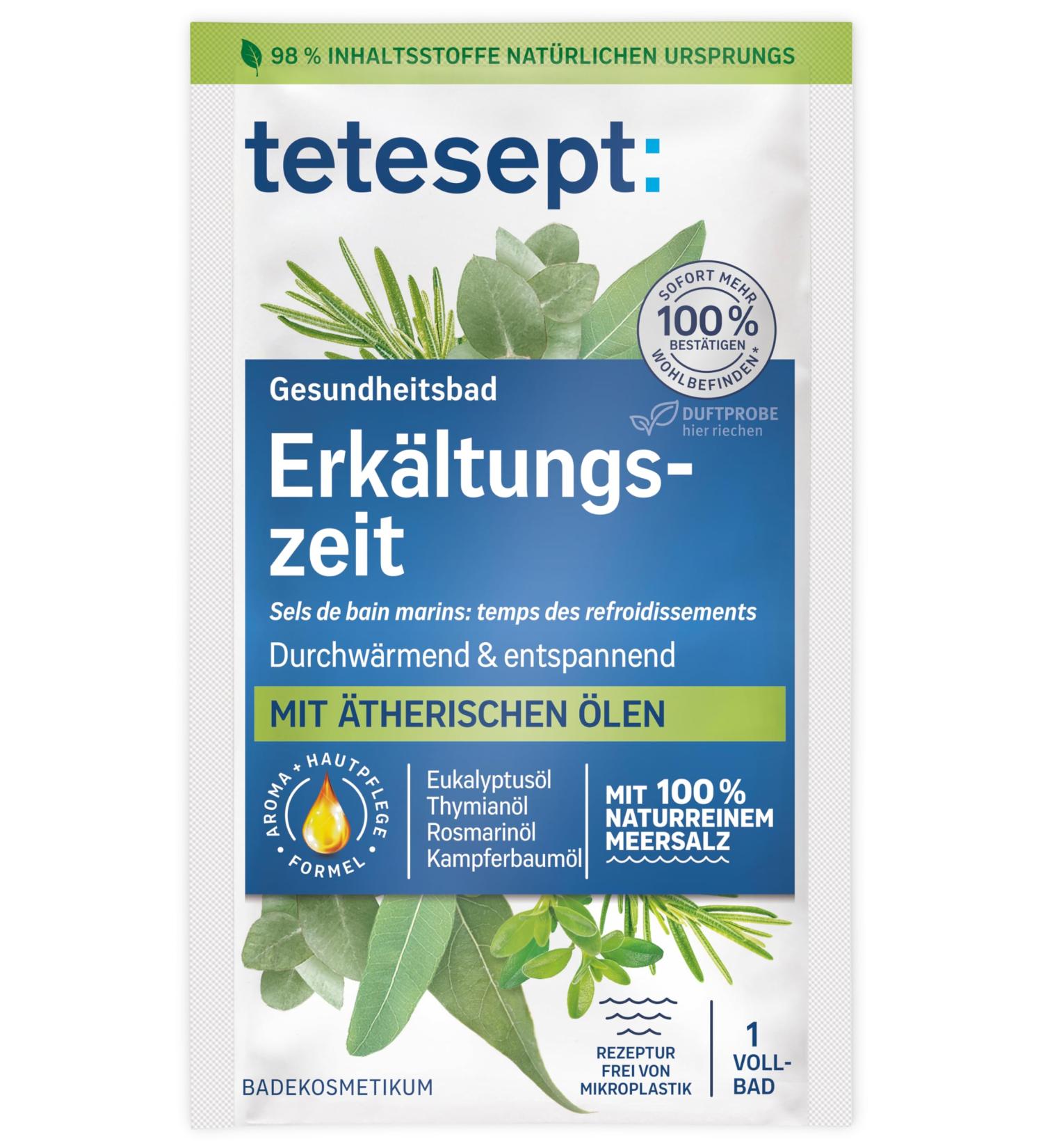Teteseept Meeressalz Cold Time Bath - Soothing Health Bath with 6 Essential Oils & Natural Sea Salt - 10x80g - Perfect for Winter Relaxation - Buy Online on SooperMarket.com