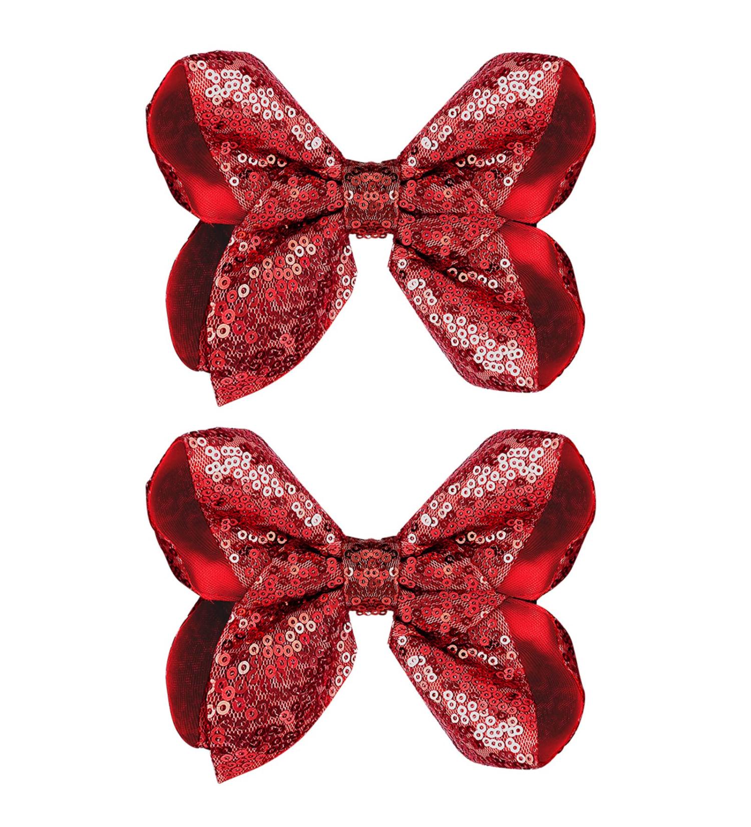 WLLHYF 2 PCS 5Inch Sequin Hair Bows Clips - Large Alligator Hair Barrettes for Girls, Red - Perfect for Birthday Parties and Gifts - Buy Online on SooperMarket.com