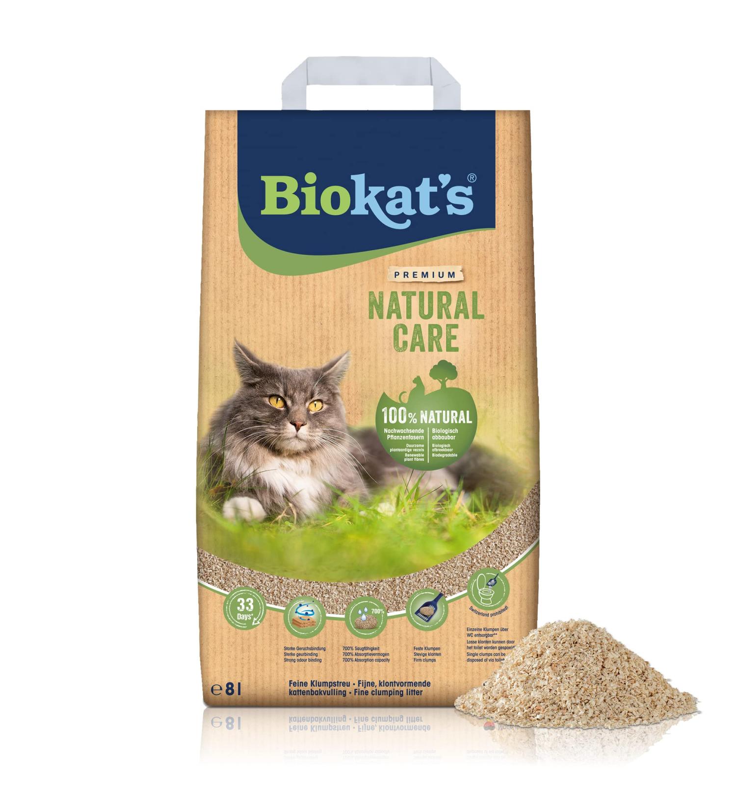 Biokats Natural Care Fine Clumping Cat Litter - Eco-Friendly & Compostable Plant Fibers - 8L Bag | International Shipping - Buy Online on SooperMarket.com