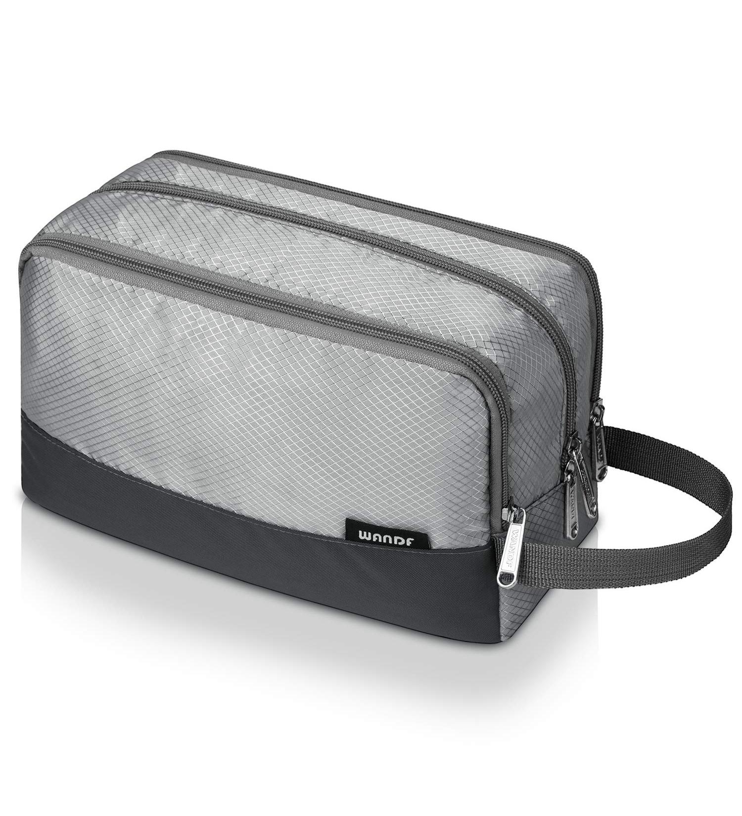 WANDF Water-Resistant Nylon Travel Toiletry Bag for Men and Women - Lightweight Dopp Kit (A-Grey) - Buy Online on SooperMarket.com