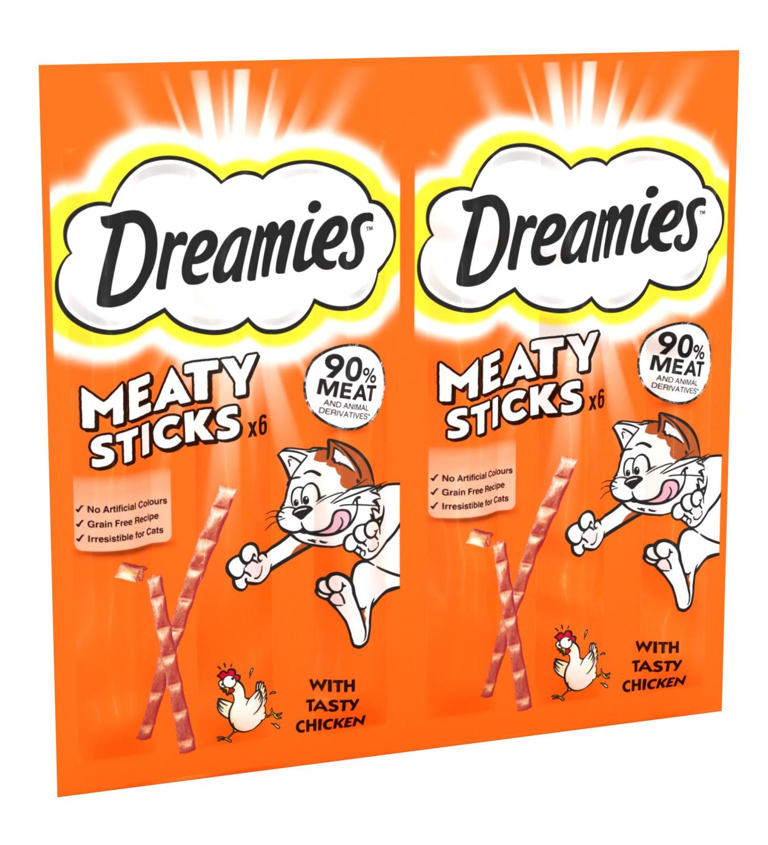 Dreamies Meaty Sticks 84 Pieces Cat Treats Tasty Snacks with Delicious Chicken Pack of 14 x(30g) - Buy Online on SooperMarket.com