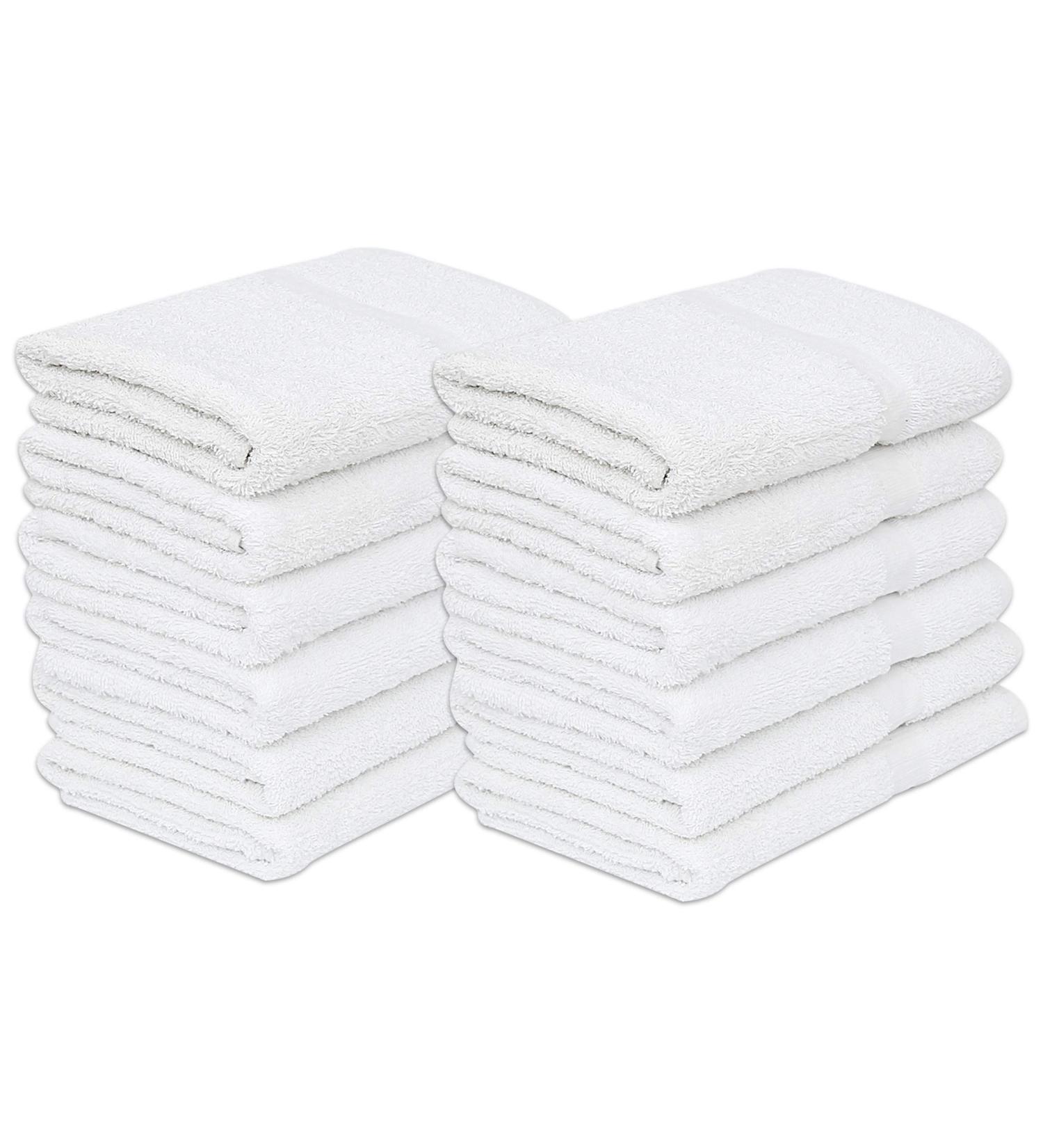 12 White Economy Bath Towels Bulk - 24x48 Inch, Cotton Blend for Softness - Commercial Grade, Easy Care - Buy Online on SooperMarket.com
