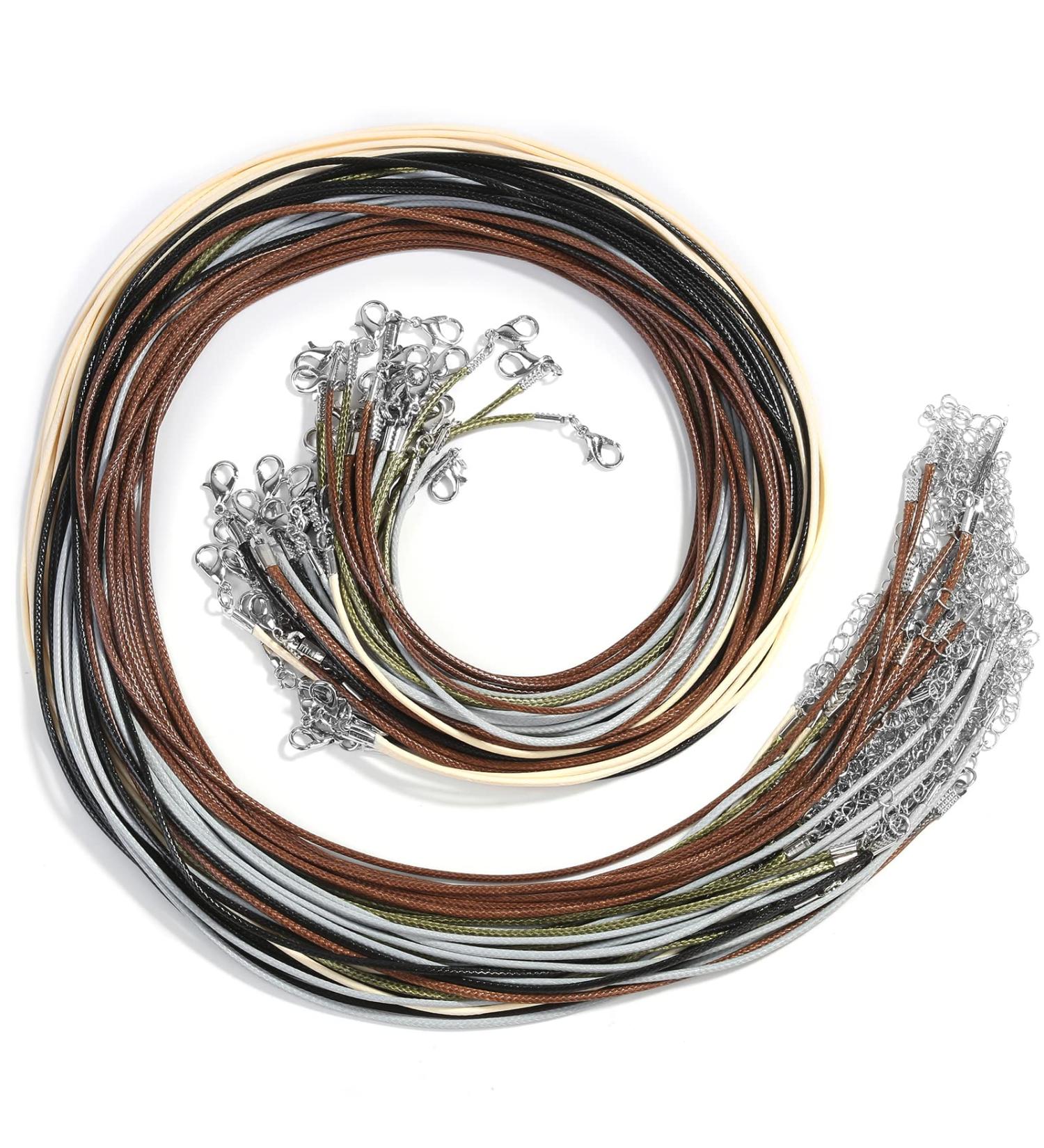 Paxcoo 50Pcs Necklace Cord with Clasp - 24 Inch Waxed Cotton Cord for Jewelry Making Supplies - Buy Online on SooperMarket.com