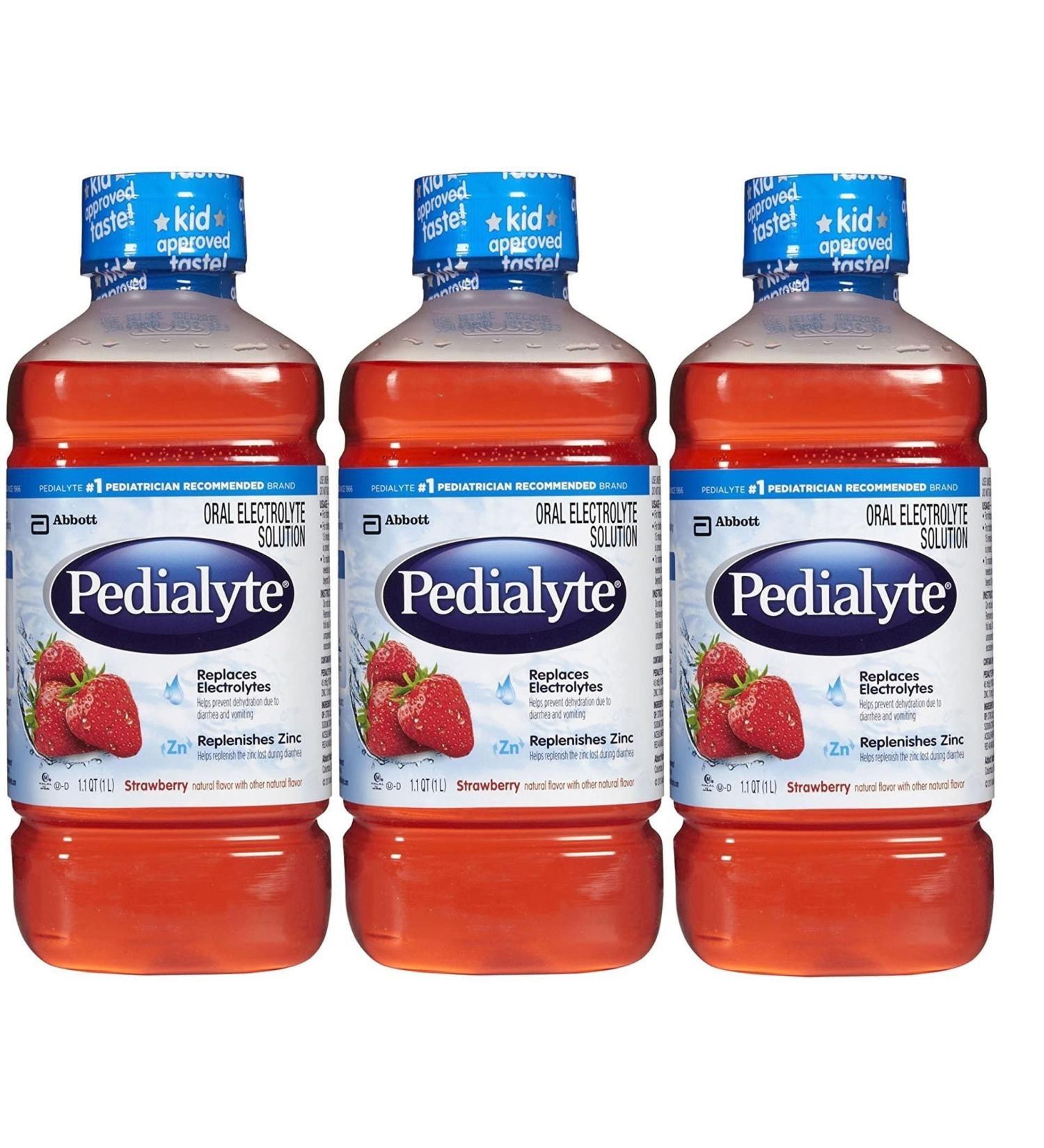 Pedialyte Oral Electrolyte Solution - Strawberry - 1 lt (Strawberry, 3 pack)