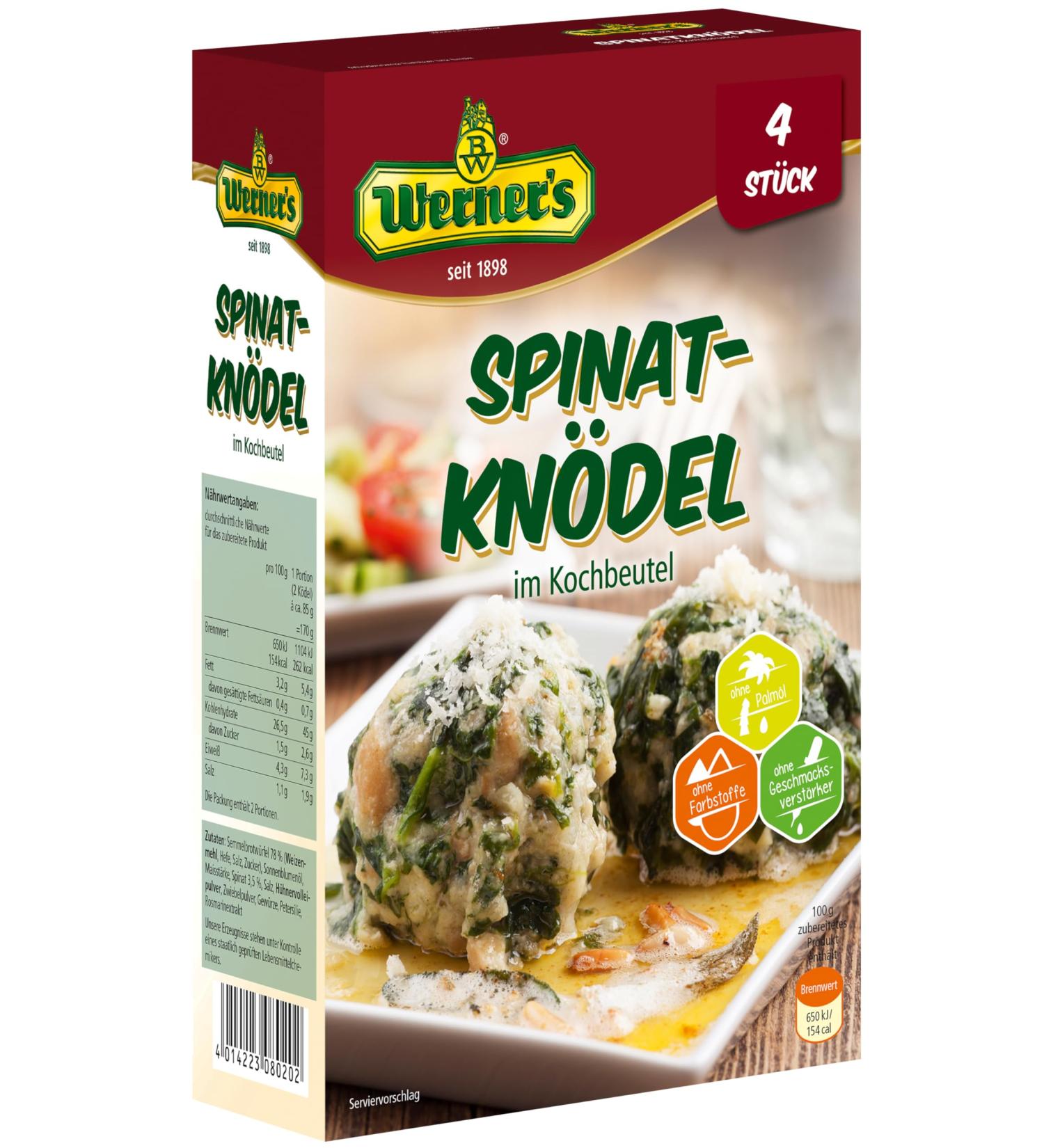 Werner's Spinach Dumplings - 4 Pieces in Cooking Bag | 6 Packs Box | Gourmet International Shipping - Buy Online on SooperMarket.com