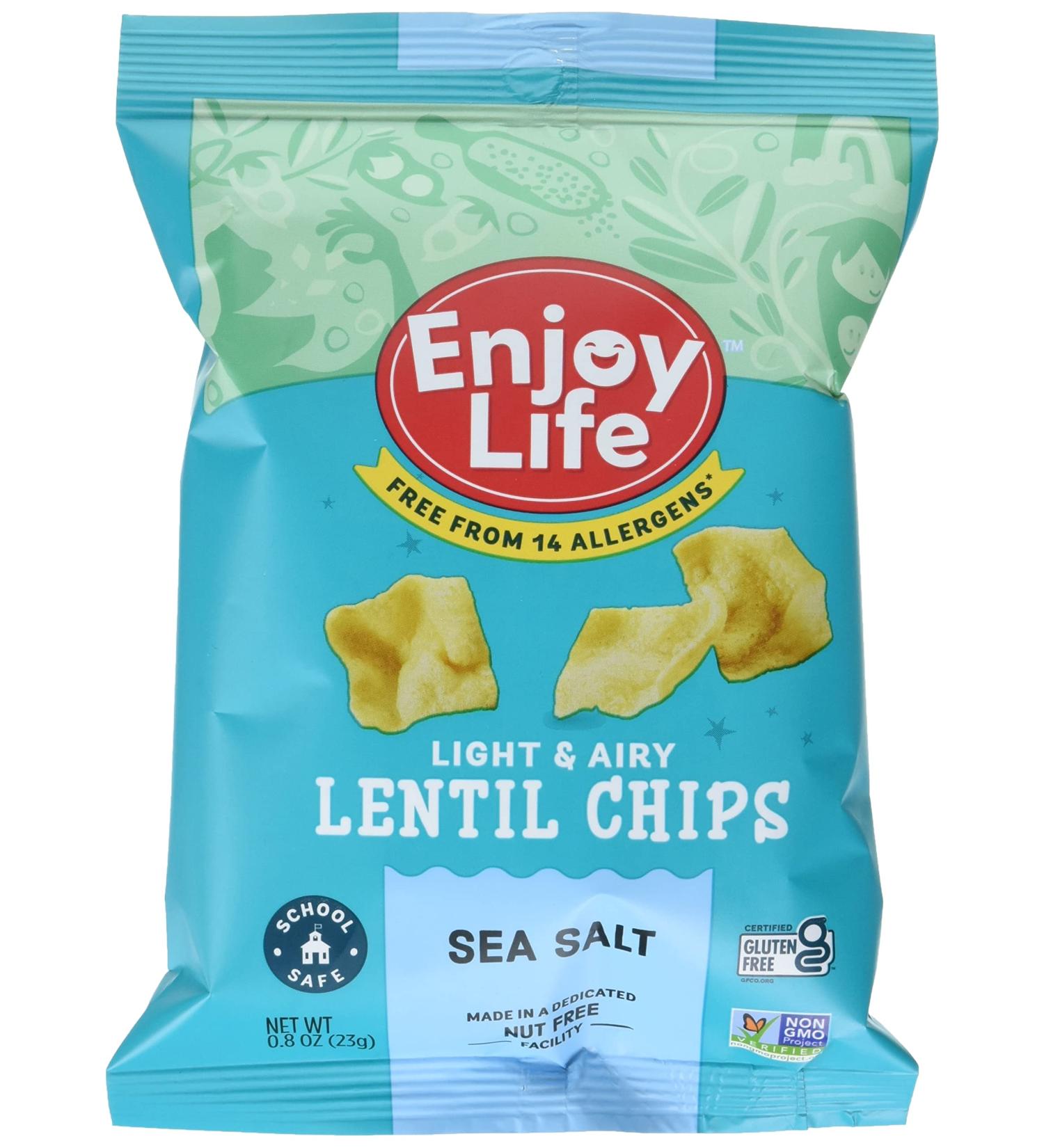 Enjoy Life Sea Salt Lentil Chips - 12 Bags, 0.8 oz Each, Vegan, Gluten-Free - Buy Online on SooperMarket.com