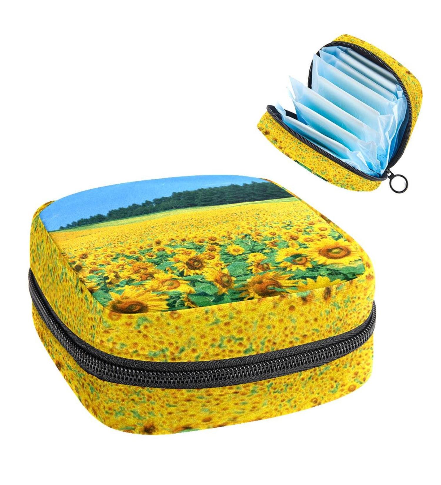 Sunflowers Sanitary Napkin Storage Bag - Portable Period Pouch for Women & Teens - Multi-colored - 1PC - Buy Online on SooperMarket.com