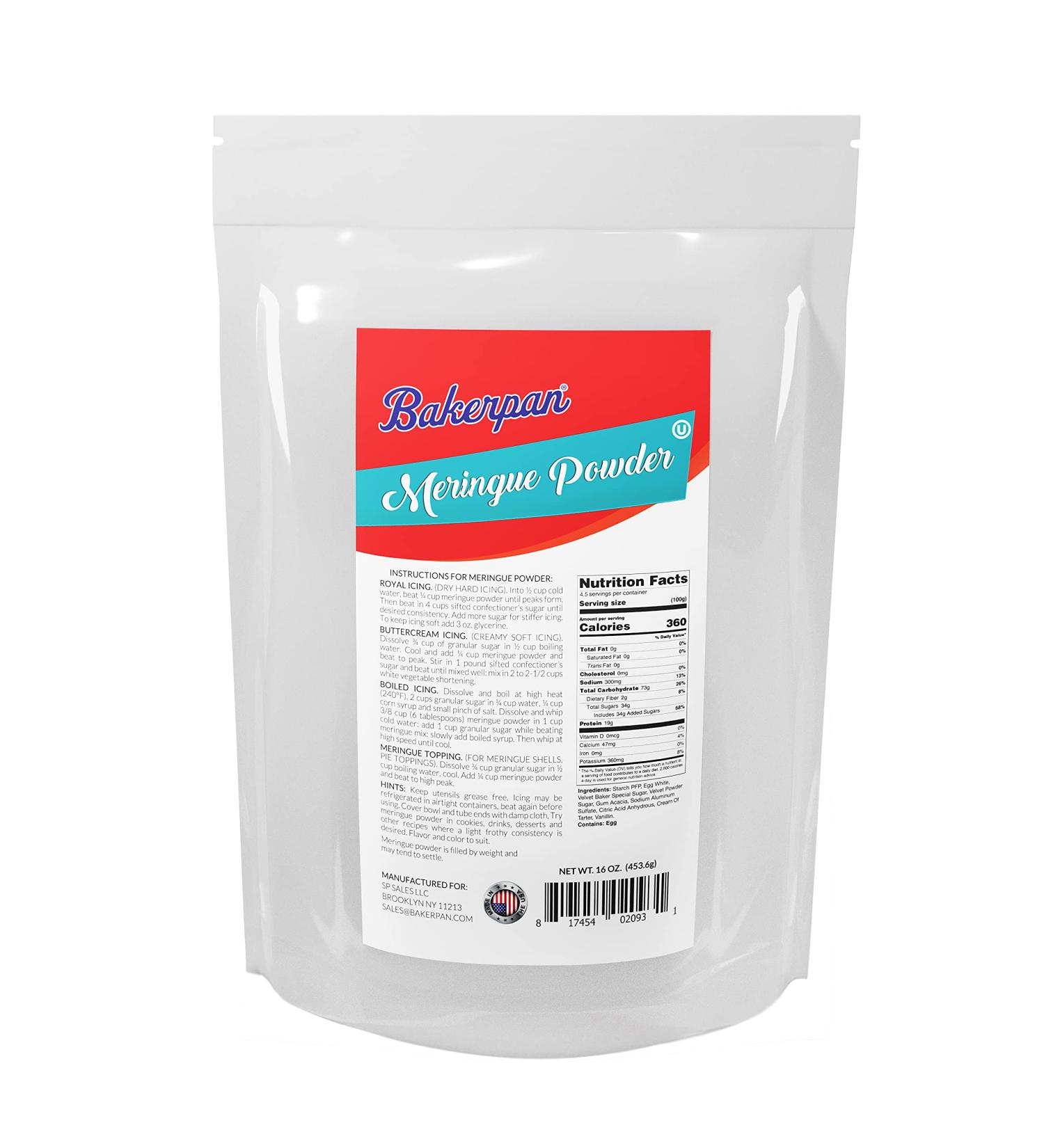 Bakerpan Meringue Powder 16 oz for Baking & Decorating - Resealable Pouch - Buy Online on SooperMarket.com