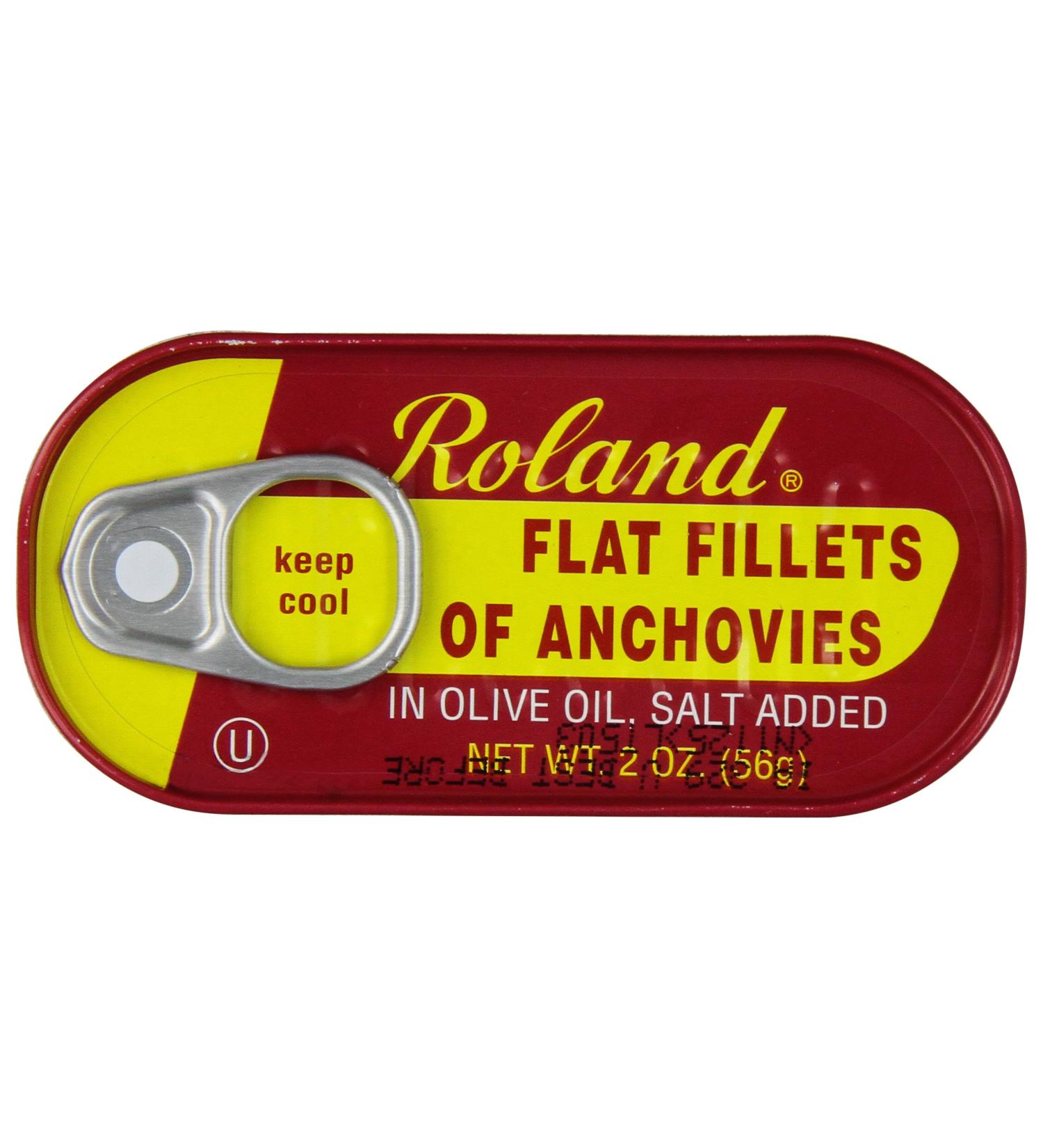 Roland Foods Wild Caught Flat Anchovy Fillets in Olive Oil - 2 OZ Can - Buy Online on SooperMarket.com