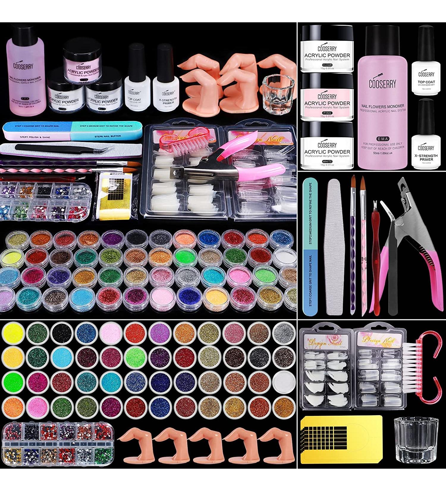 Cooserry 48 Colors Acrylic Nail Kit with Monomer - Professional Starter Set for Beginners - Nail Powder, Liquid, Primer Included - Buy Online on SooperMarket.com